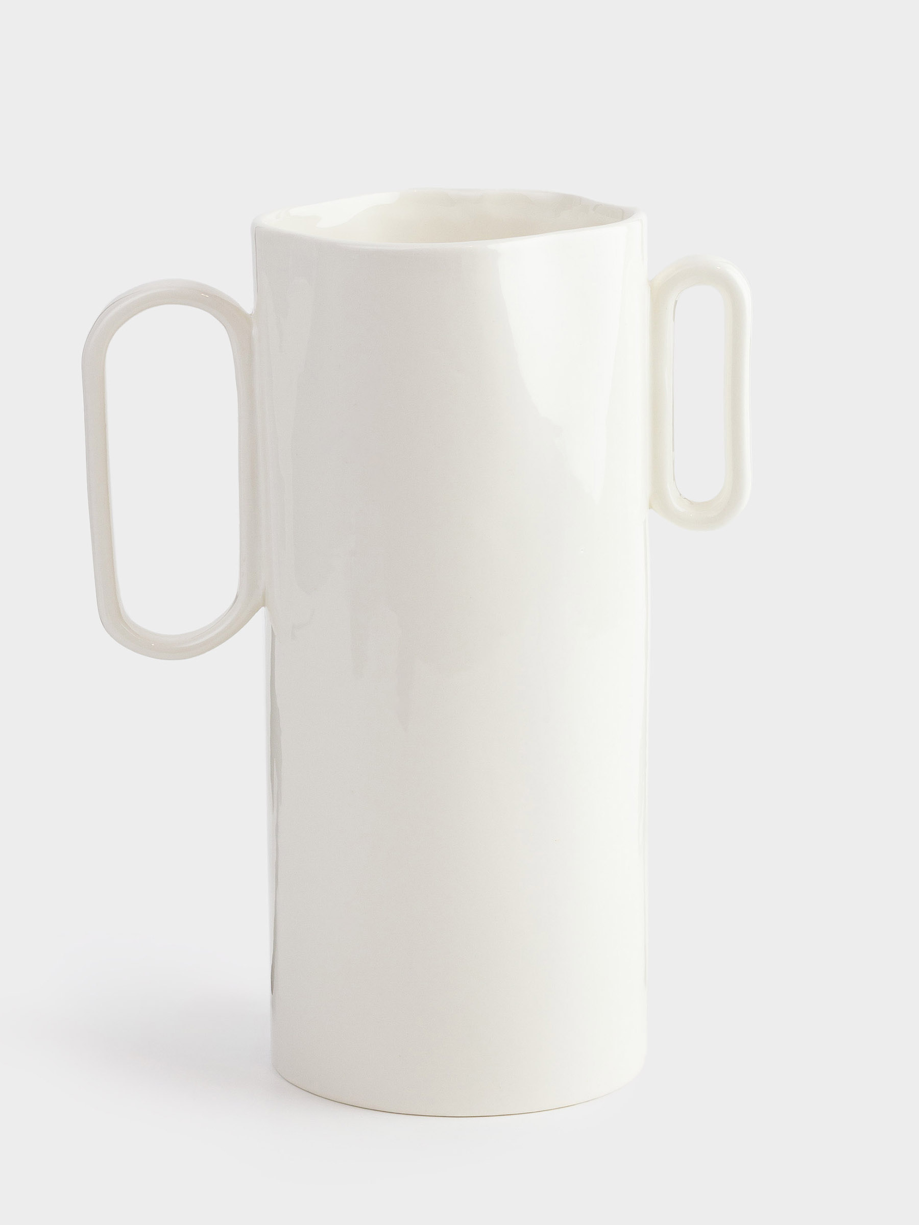 Flower vase, 27 cm, with handles, porcelain P, milky, Crumple, image-1