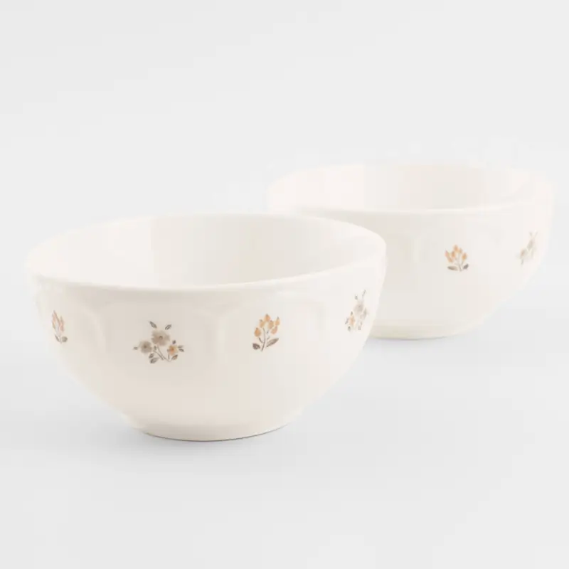 Bowl, 14x7 cm, 2 pcs, porcelain N, white, Vintage flowers, La flore