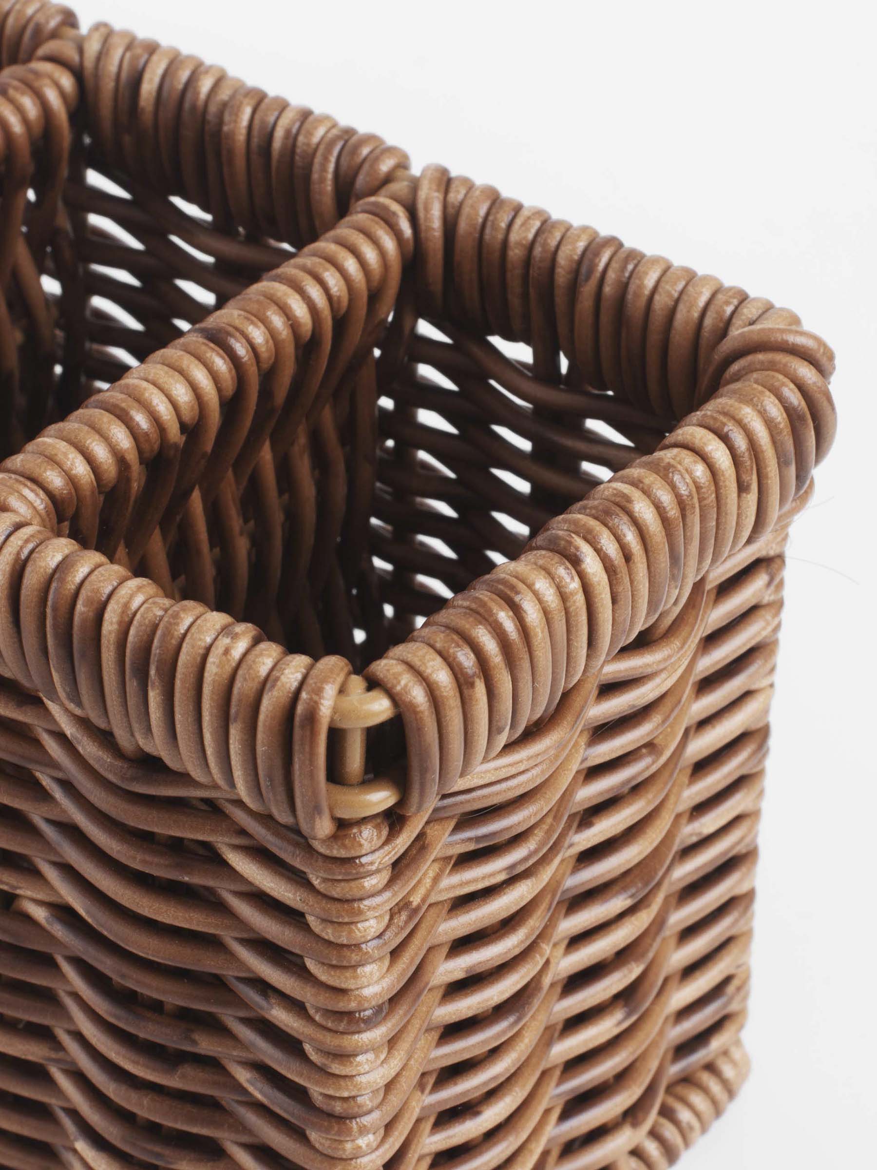 Flatware stand, 10x14 cm, 3 otd, rattan, brown, Blendy, image-4