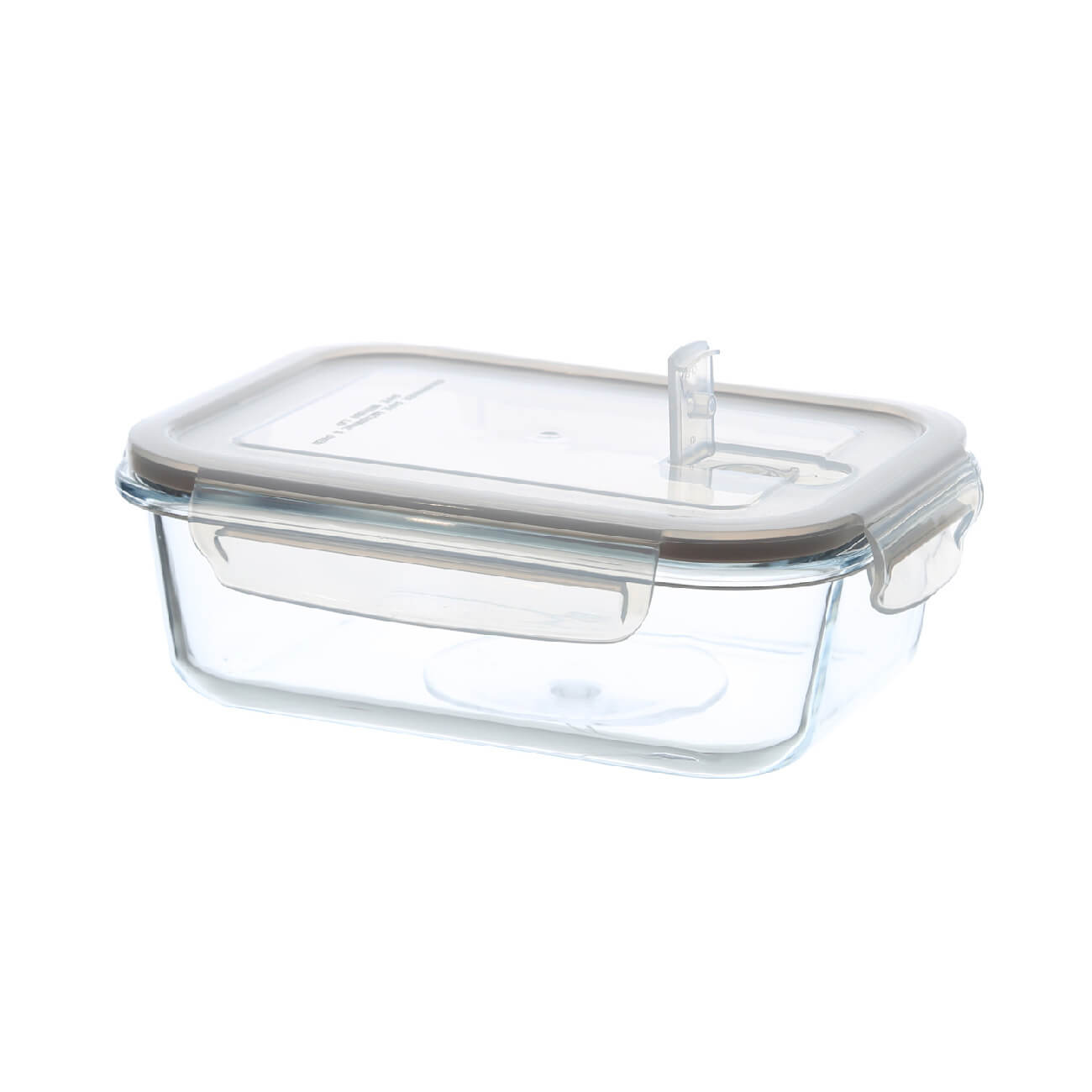 Container, 1 L, with clips, with valve, glass T / plastic, rectangular, Soft kitchen