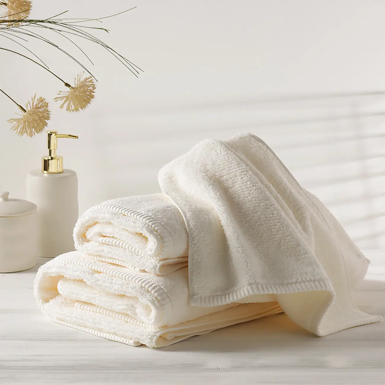 Towel, 70x140 cm, cotton, white, Terry cotton, image-0