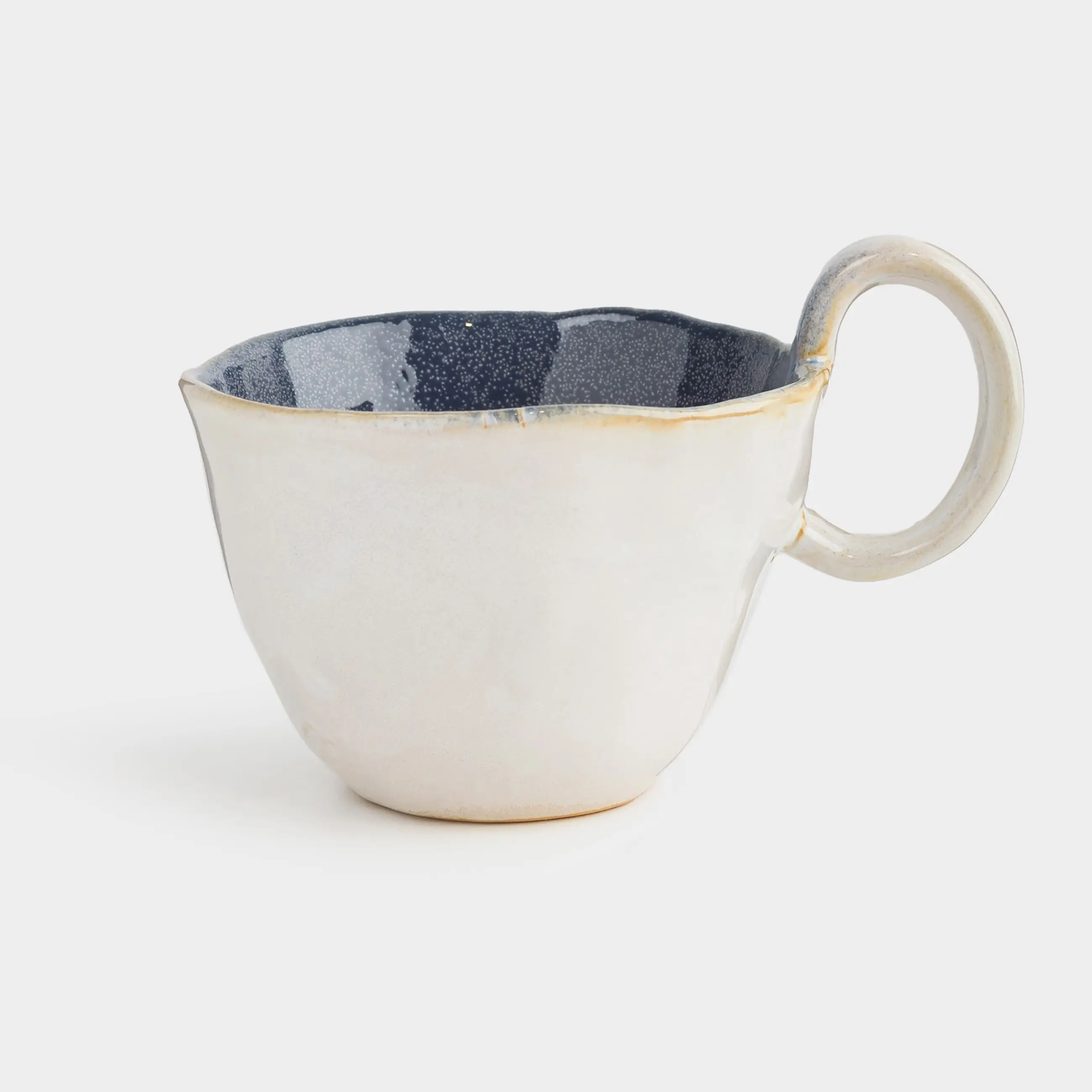 Mug, 400 ml, ceramic, milky blue, Uneven edge, Crumple color