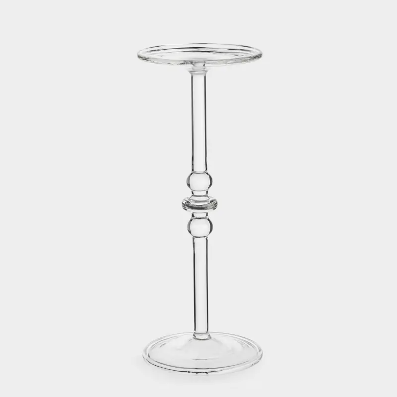 Candlestick, 21 cm, for one candle, on a leg, Glass, Clear ,image-0