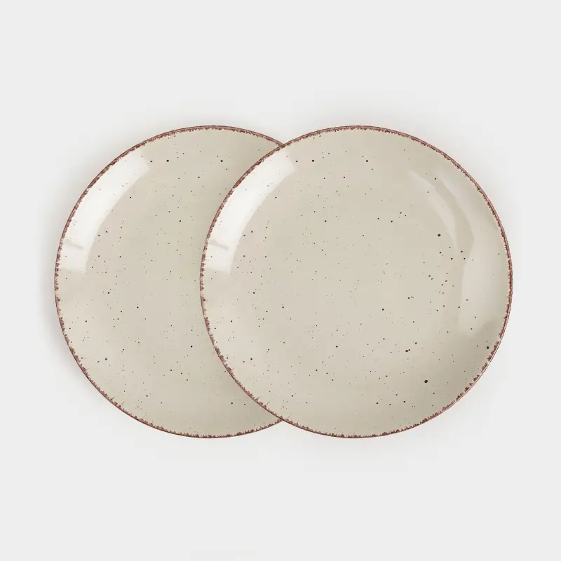 Snack plate, 21 cm, 2 pieces, ceramic, beige, speckled, Speckled ,image-0