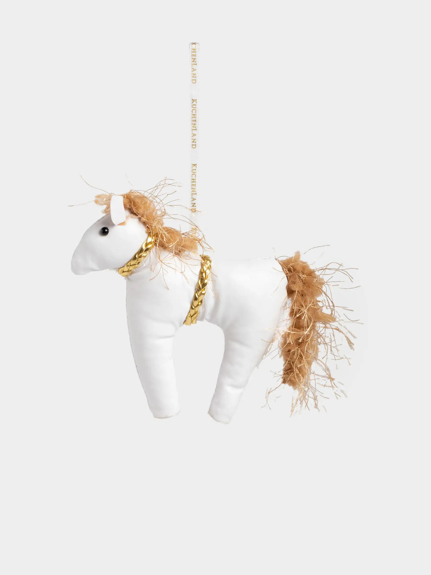 Christmas tree toy, 19x14 cm, polyester, milky, Horse, Figure Christmas Fuzz, image-0