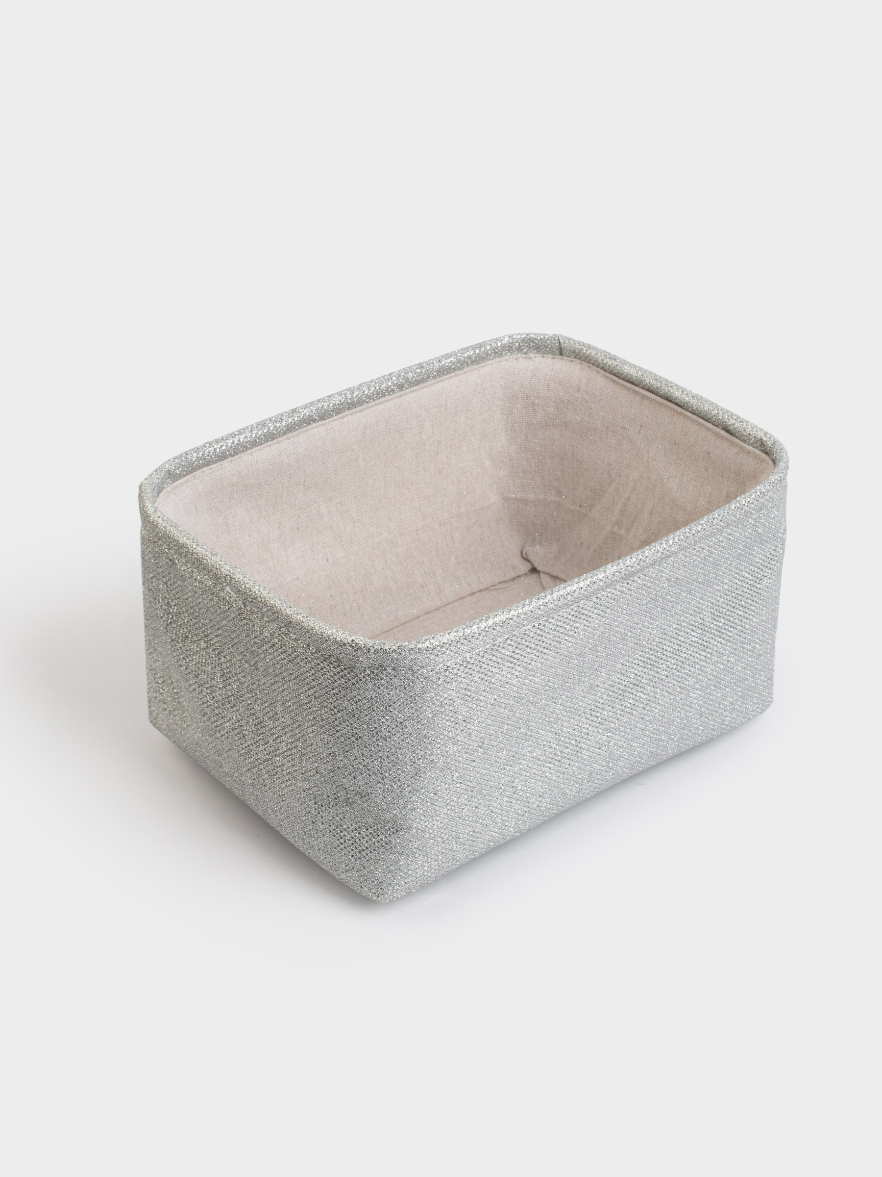 Storage basket, 29x19x12 cm, with handles, polyester. rectangular, silver, Ideally, image-1