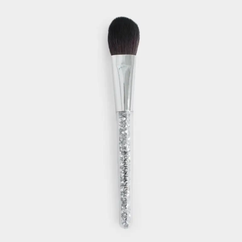 Foundation brush, 15 cm, artificial pile / plastic, Silver, Beauty makeup, image-0