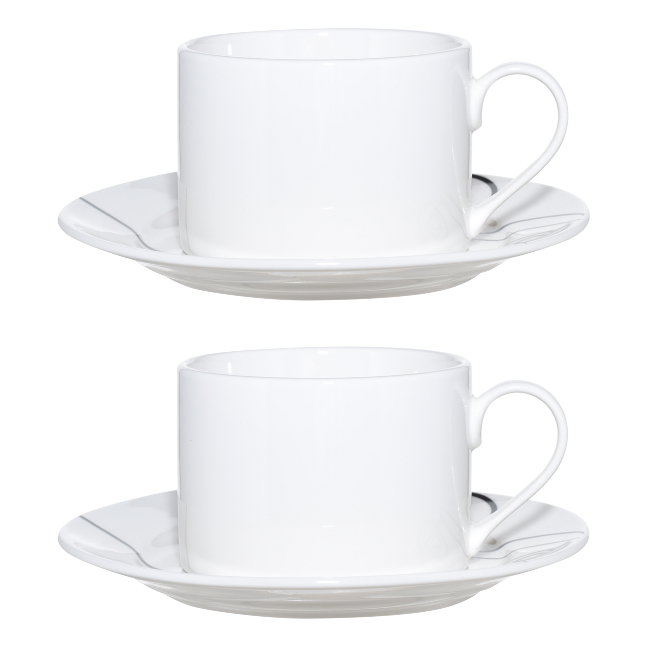 Tea pair, 2 persons, 4 items, 220 ml, porcelain N, white, Contour face, Face, image-0
