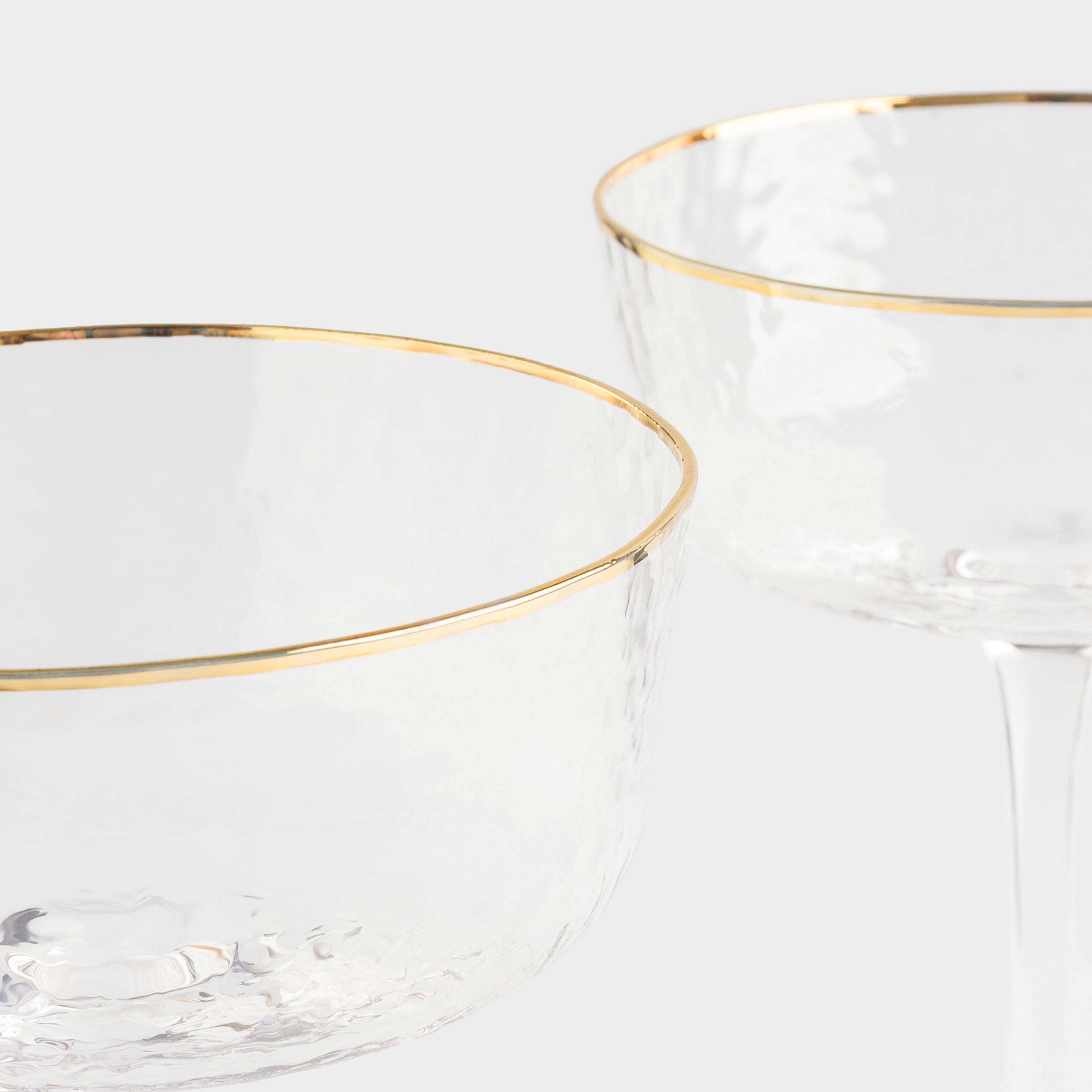 Drinking glass, 170 ml, 2 pcs, glass, with golden edging, Ripply gold, image-2