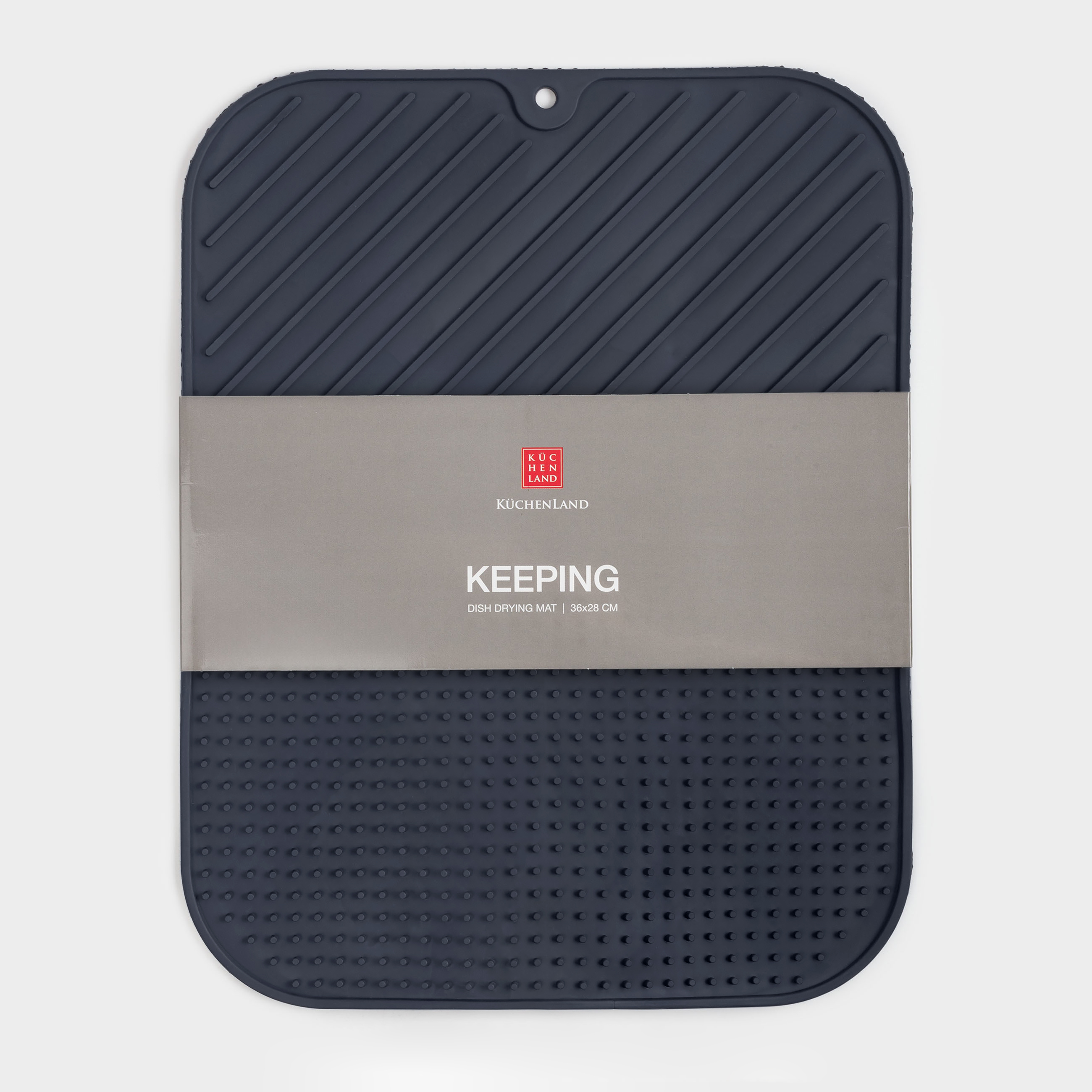 Dish drying mat, 36x28 cm, rubber, grey, Keeping