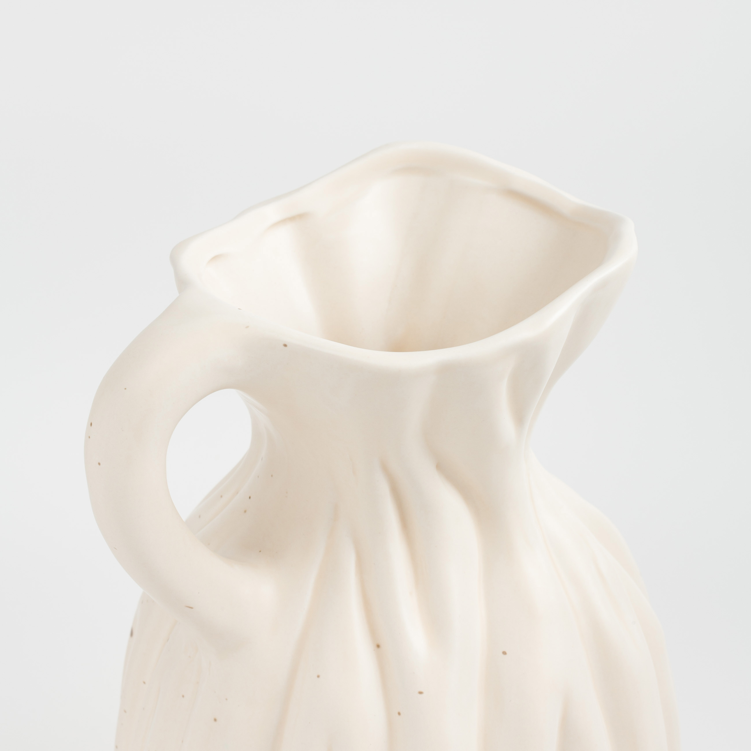 Flower vase, 25 cm, with handle, ceramic, milk, speckled, jug, Golden glow, image-1