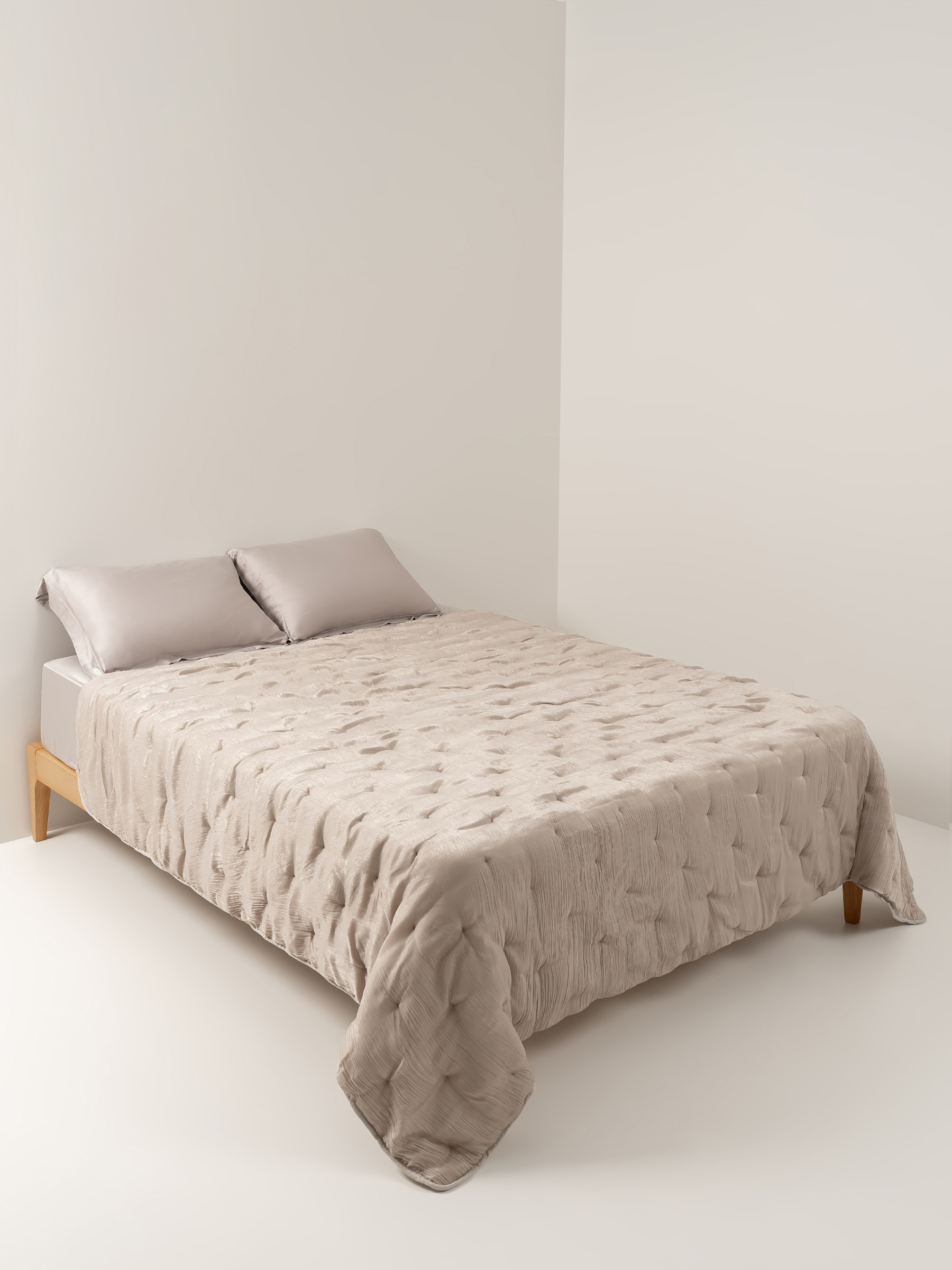 Bedspread, 220x240 cm, velvet, sand, Stitch velvet, image-5