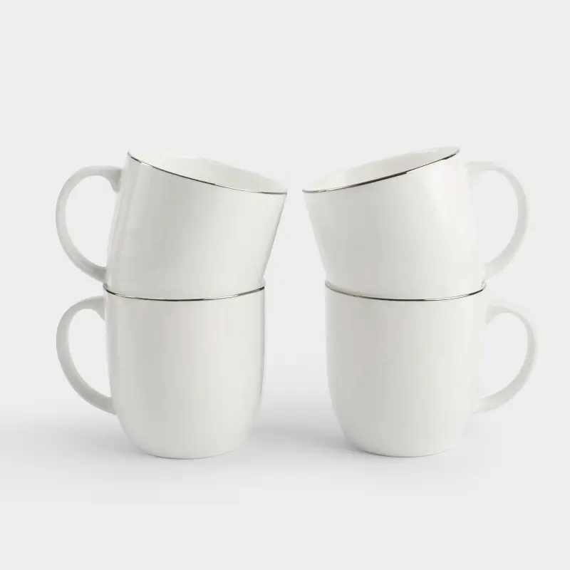 Mug, 370 ml, 4 pcs, porcelain F, white, Ideal silver ,image-0