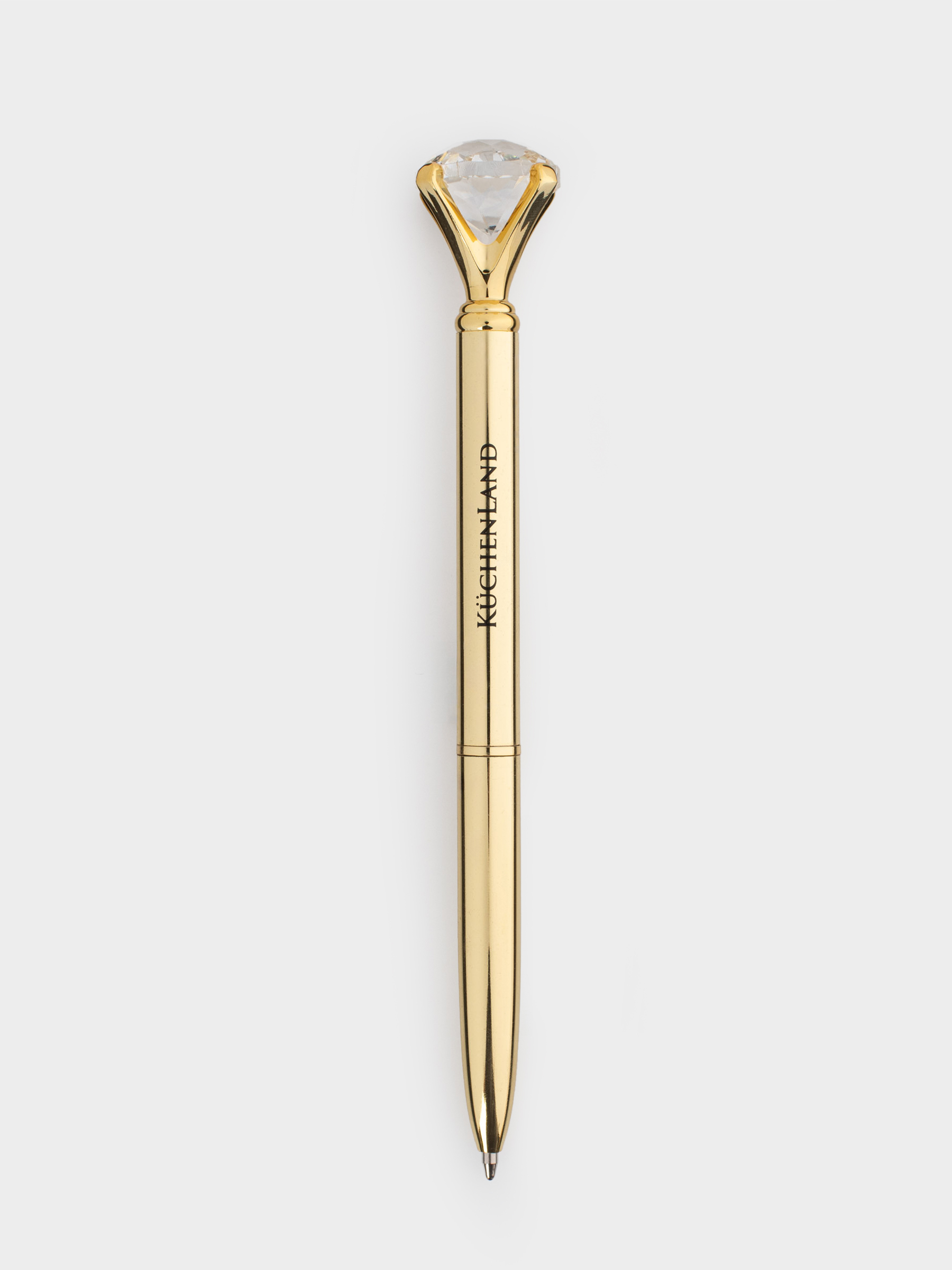 Ballpoint pen, 14 cm, with a figure, steel, gold, Crystal, Draw figure, image-1