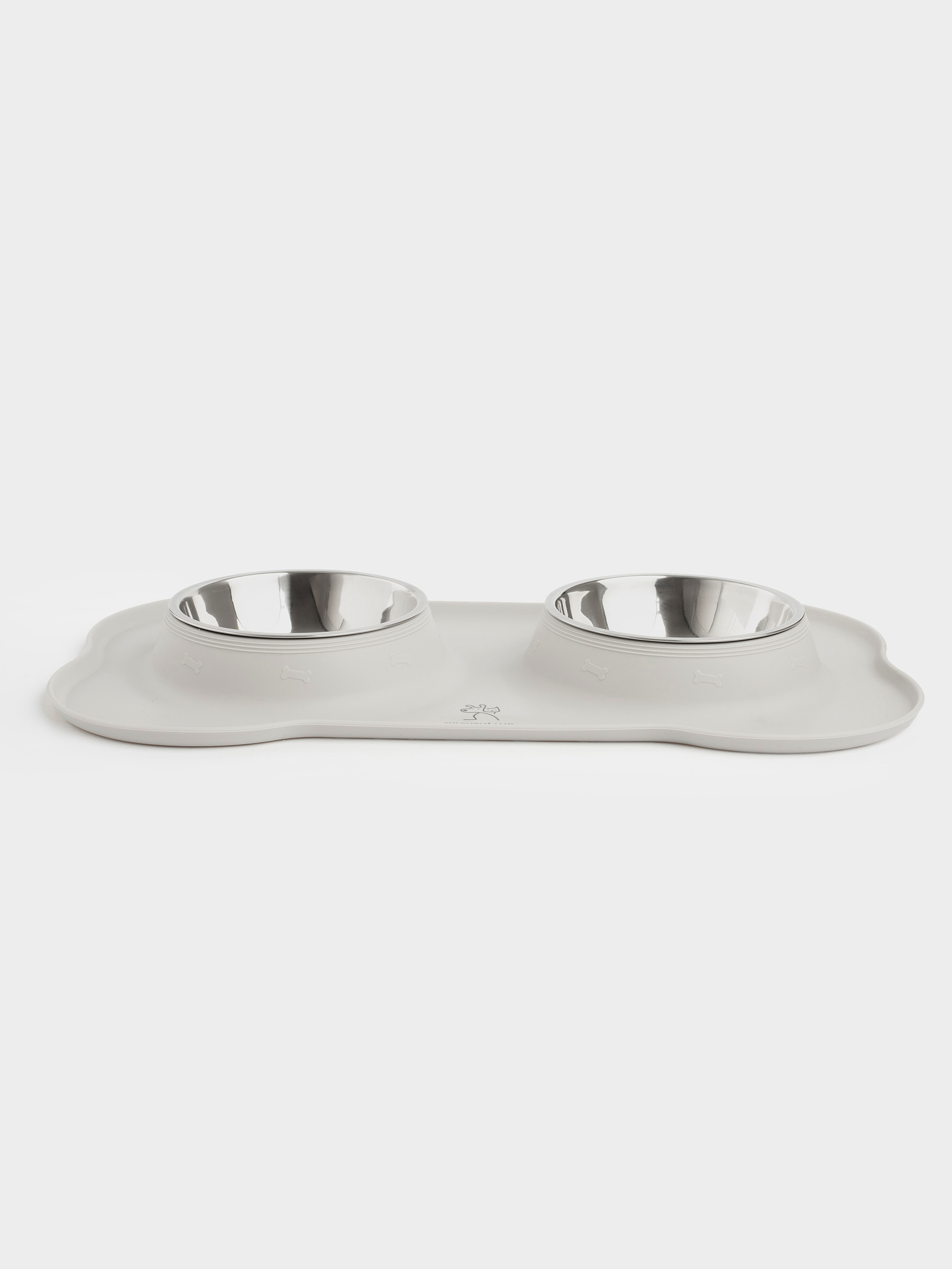 Pet bowl, 44x26 cm, 370 ml, double, on stand, steel / silicone, gray, Favorite pet, image-2