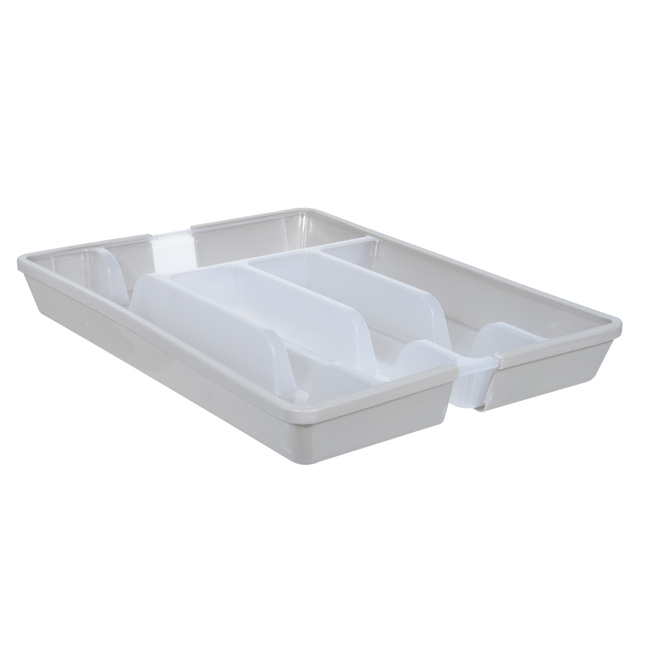 Cutlery tray, 37x27 cm, 7 units, sliding, plastic, white-gray, Keeping, image-2