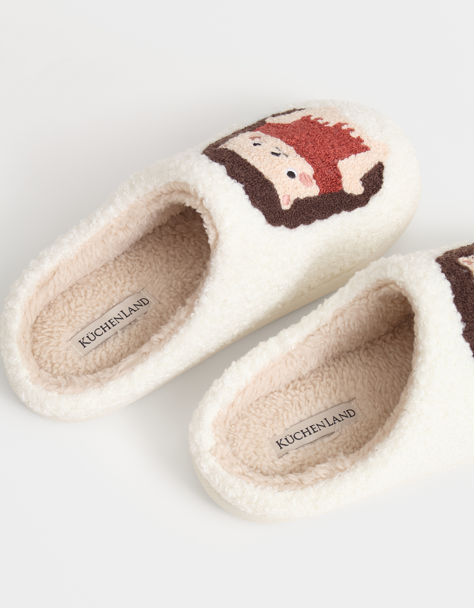 Women's slippers, homewear, size 36-37, artificial fur, milky, Hedgehogs, Needed, image-2