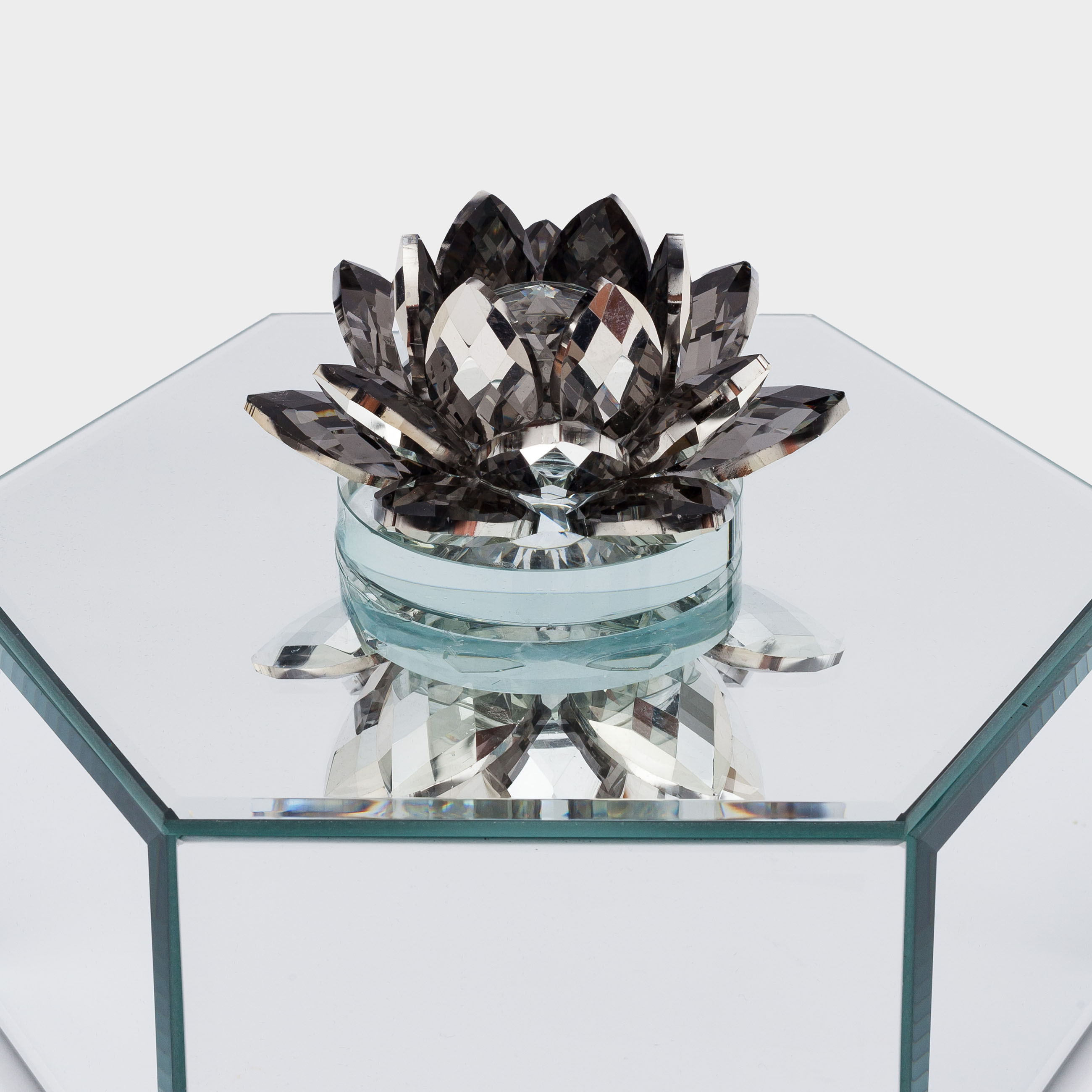 Jewelry box, 19x21 cm, glass, mirror, Lotus, Glossy