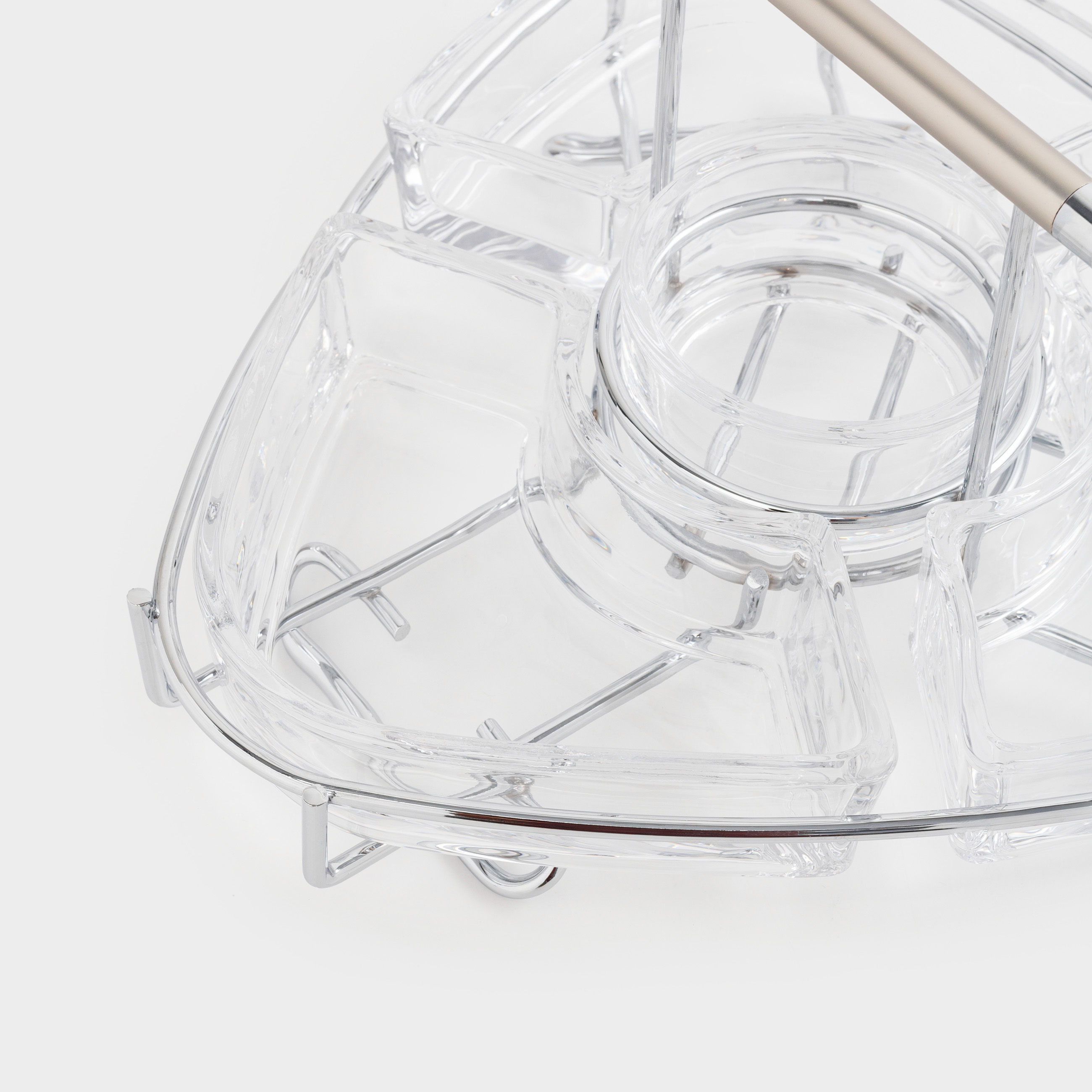 Snack set, 28x15 cm, 3 compartments, with handle, glass / steel, Lamerie, image-6
