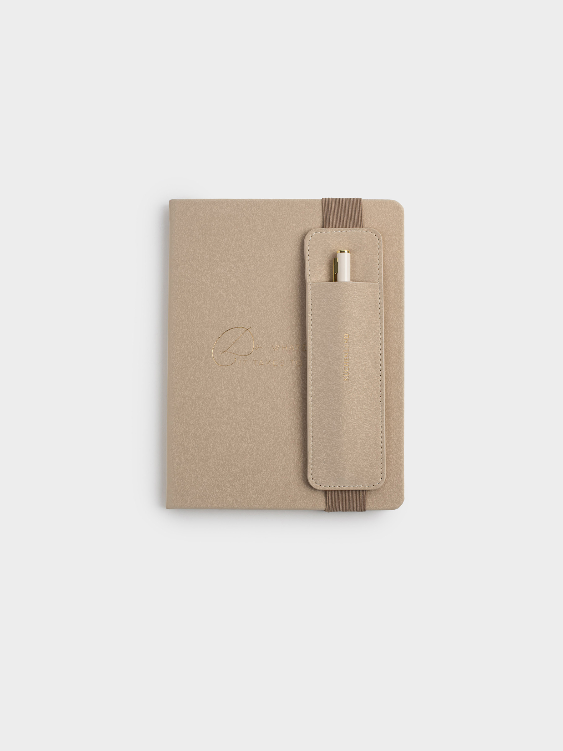 Notebook, with pen, 15x20 cm, 80 l, polyurethane, milky, B&G