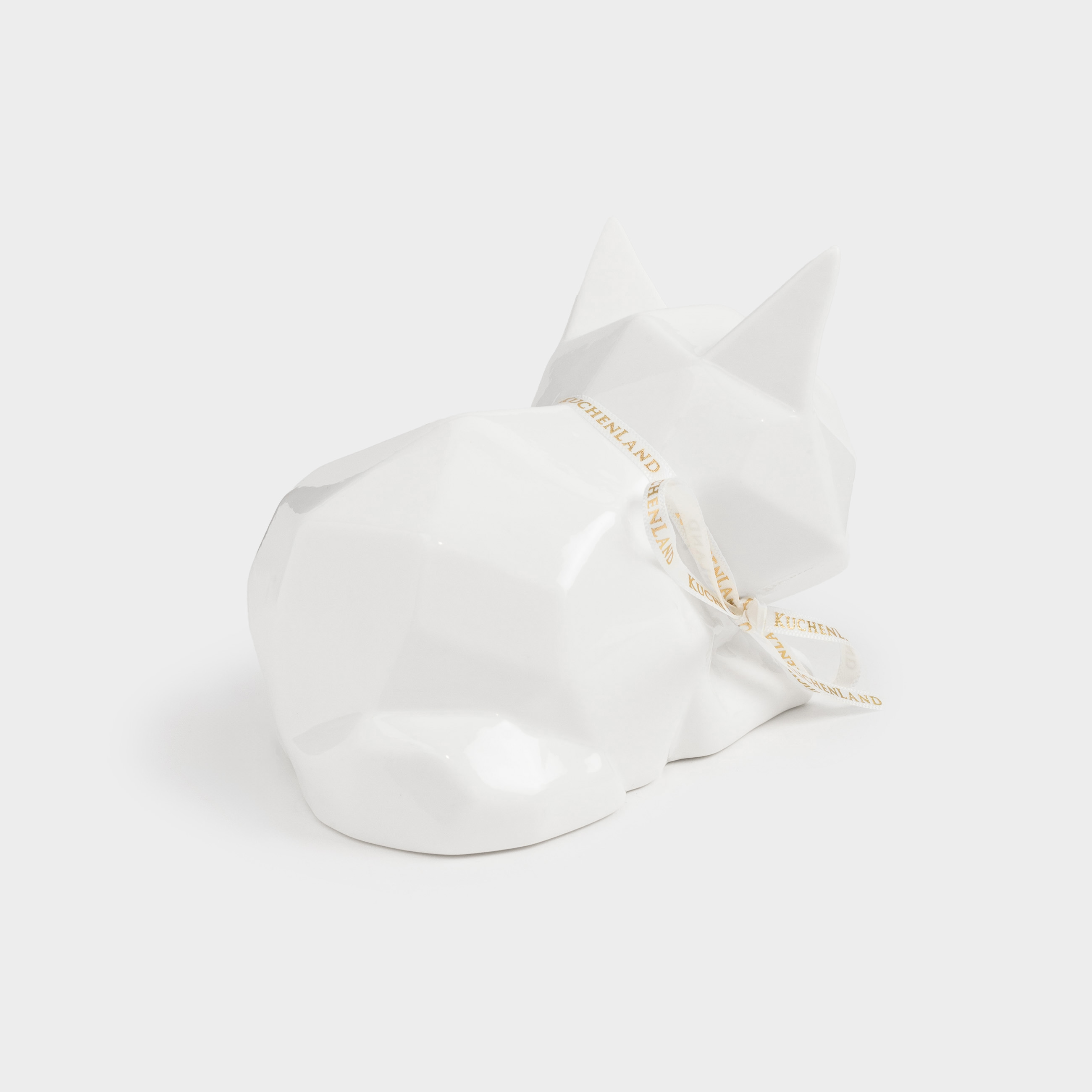 Decorative lamp, 13x9 cm, porcelain, white, Cat, Art modern