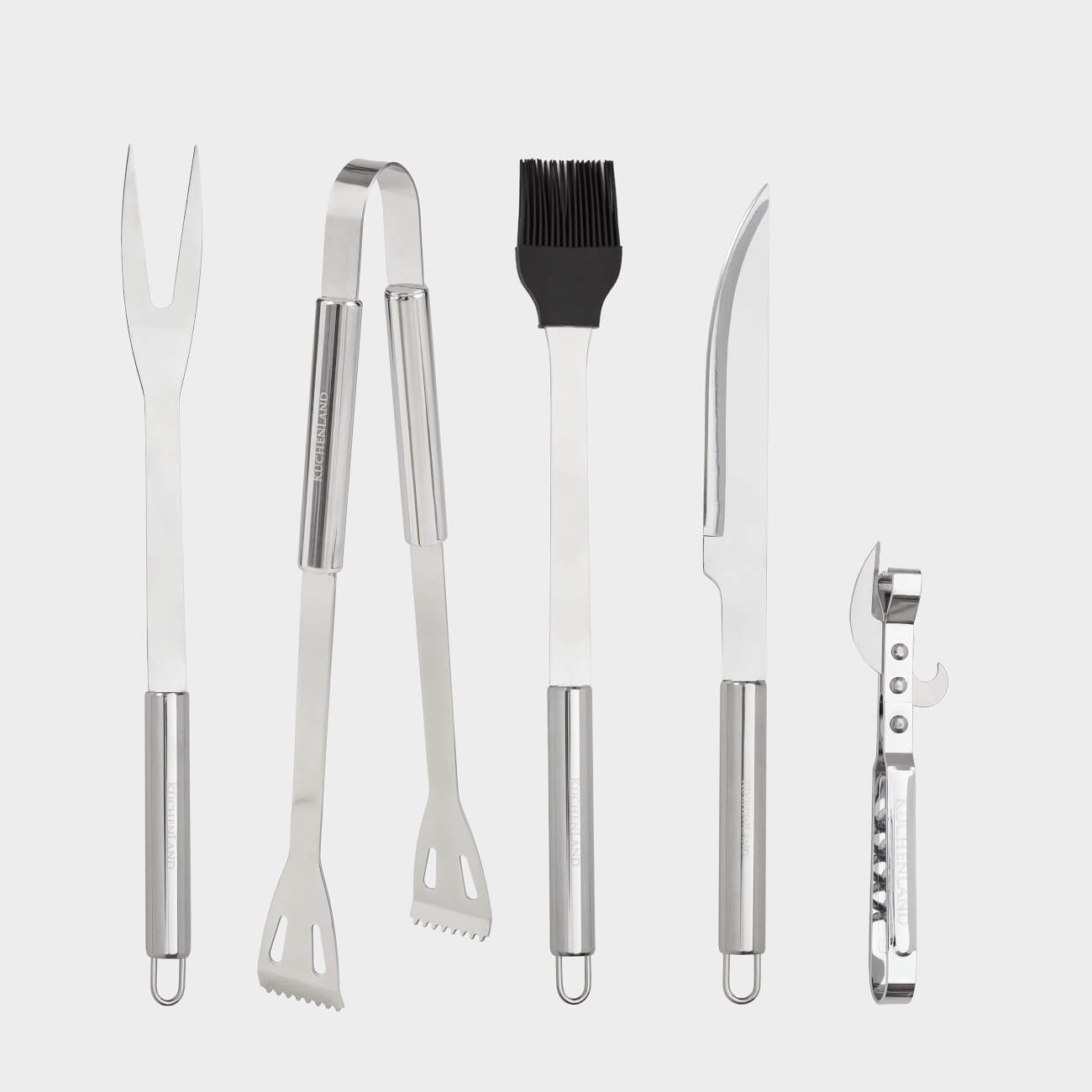 BBQ set, 5 items, in a fabric case, steel / silicone/eco-leather, BBQ
