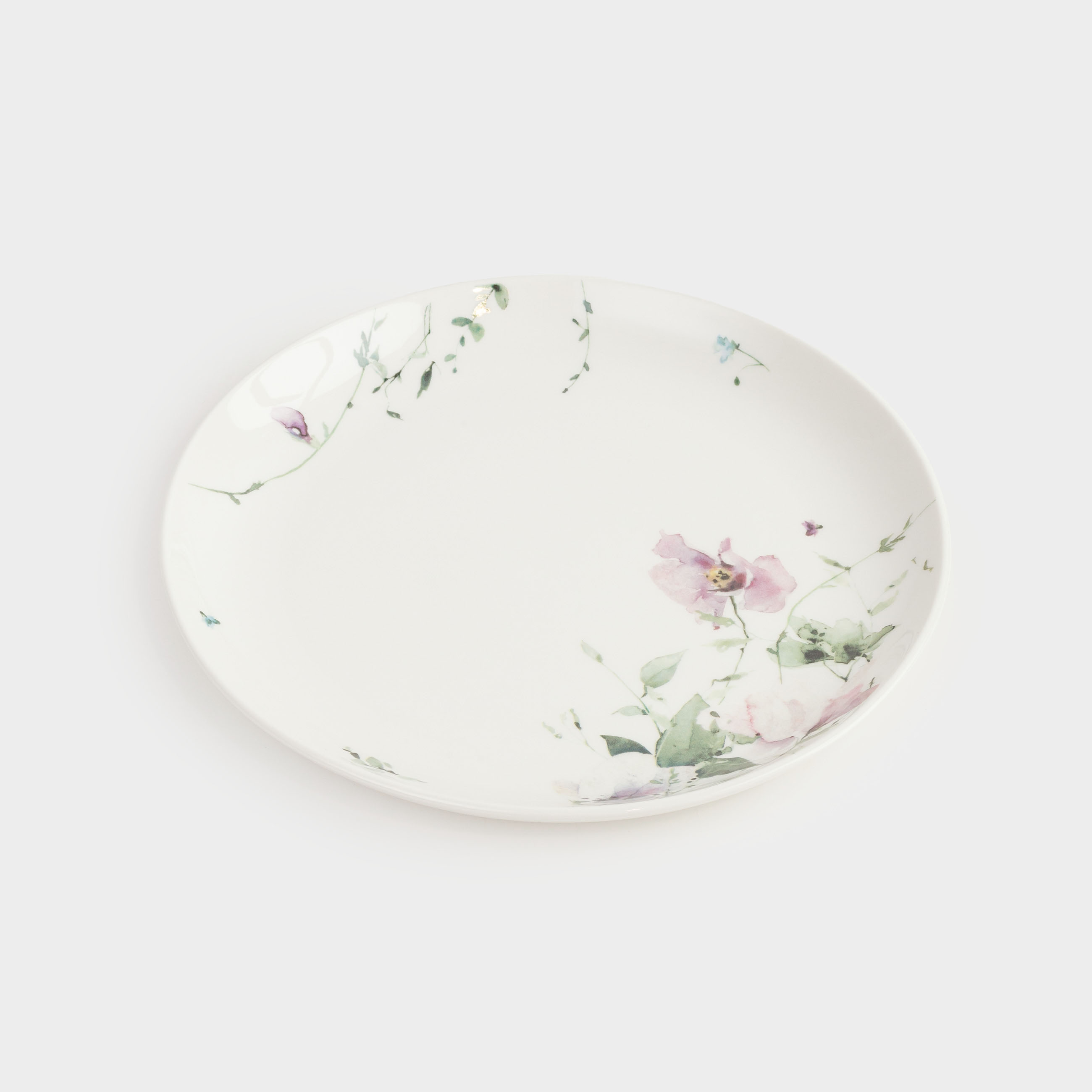 Snack plate, 21 cm, 2 pcs, porcelain N, white, Lilac flowers, Floret