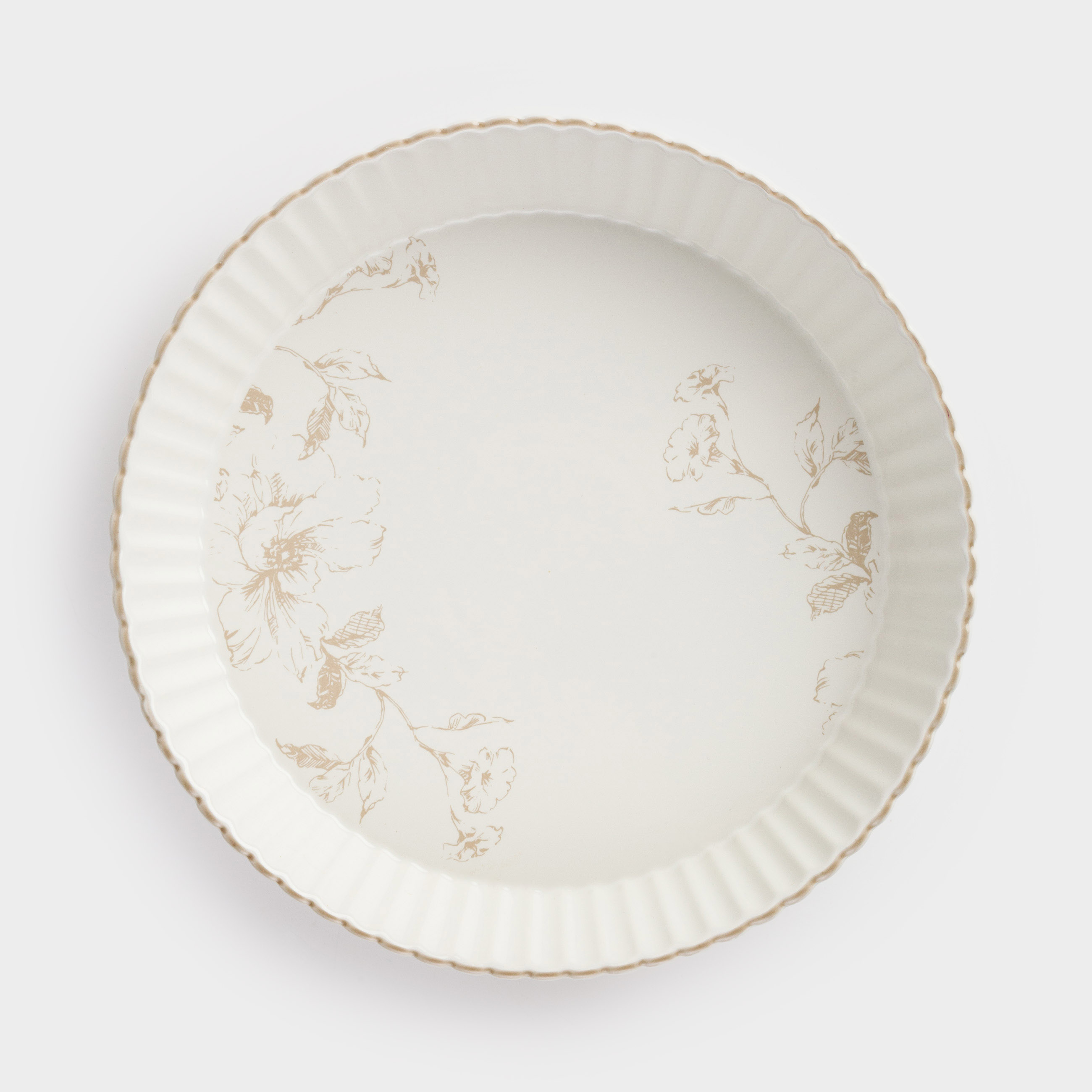 Baking dish, 25 cm, ceramic, milky, beige flowers, Maleo