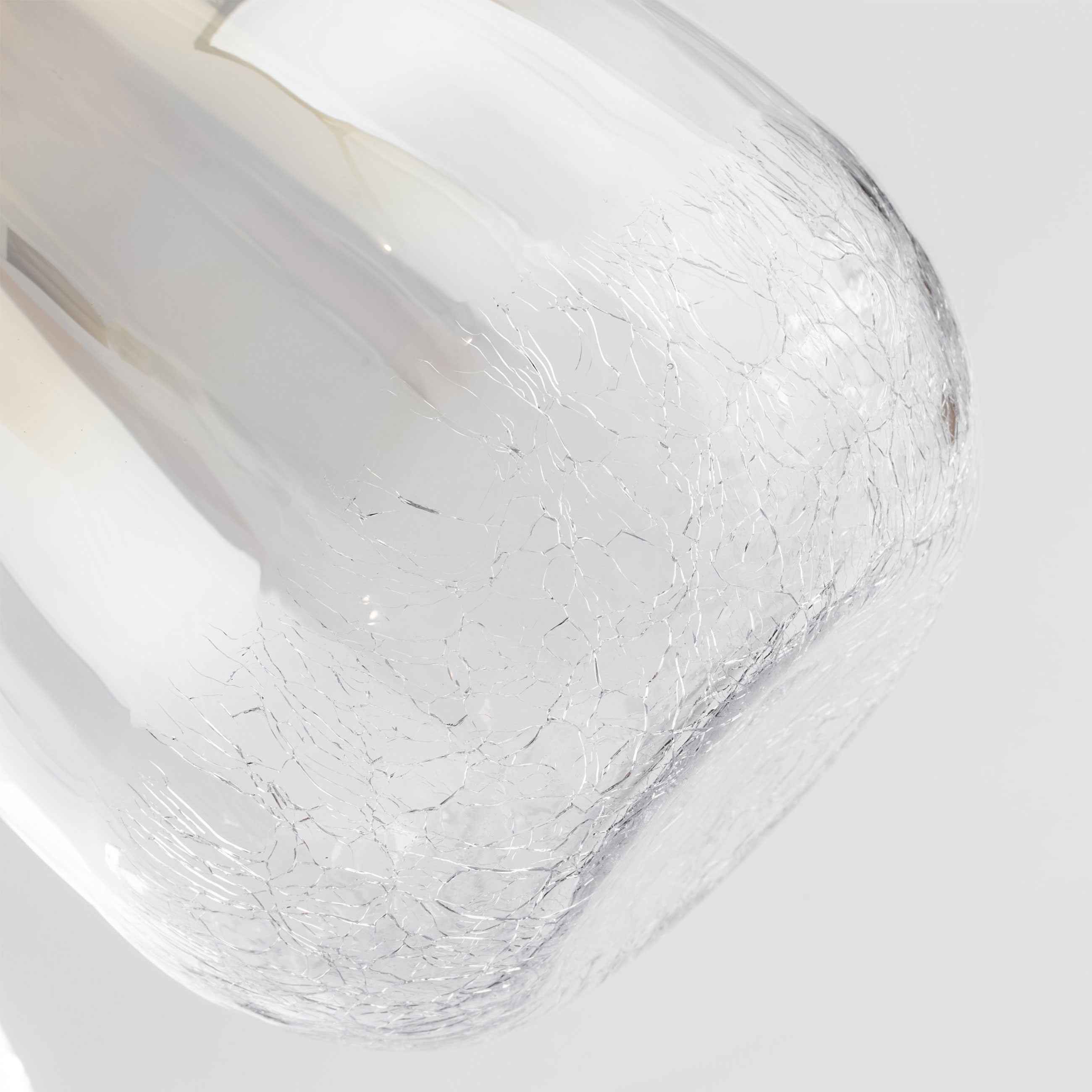 Flower vase, 26 cm, glass, beige gradient, Craquelure, Ice