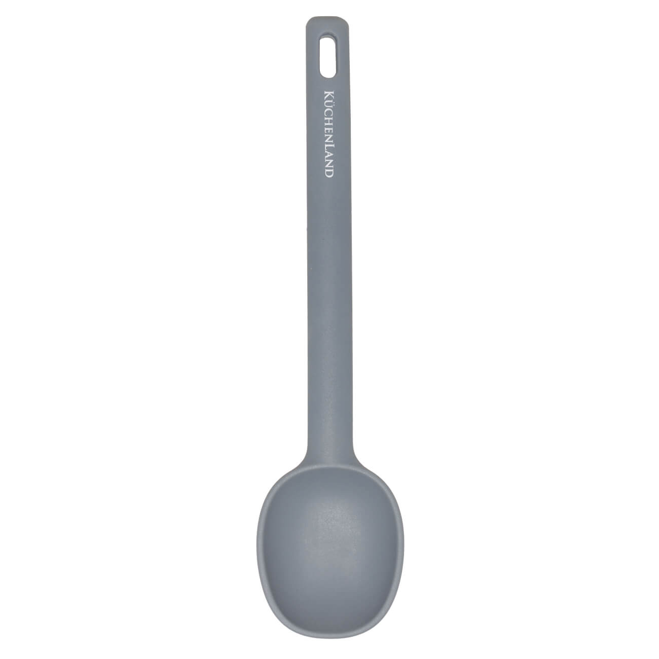 Serving spoon, 28 cm, silicone, grey, Grey steel