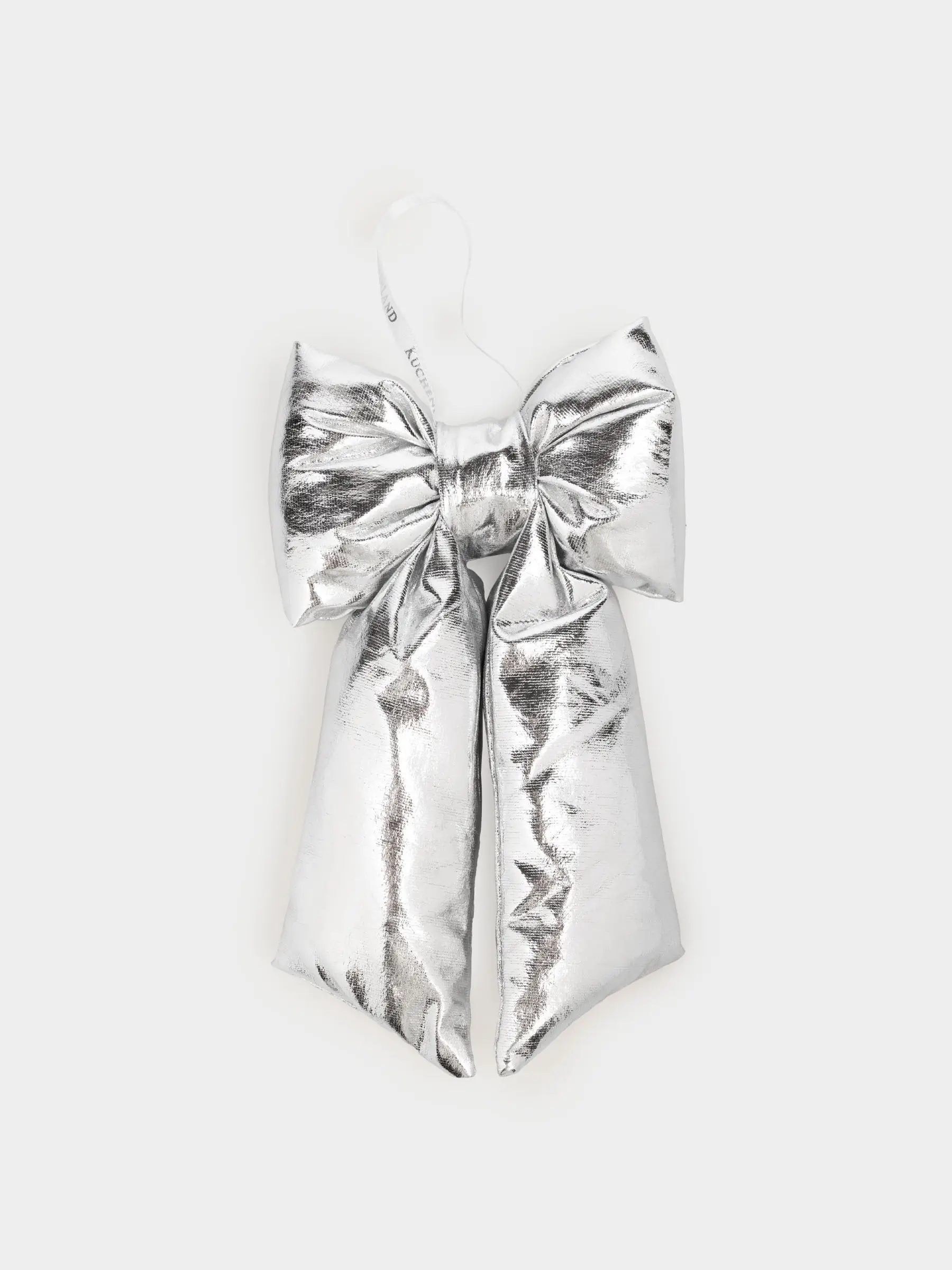 Decorative ornament, 20 cm, polyester, silver, Bow, Vogue bow, image-0