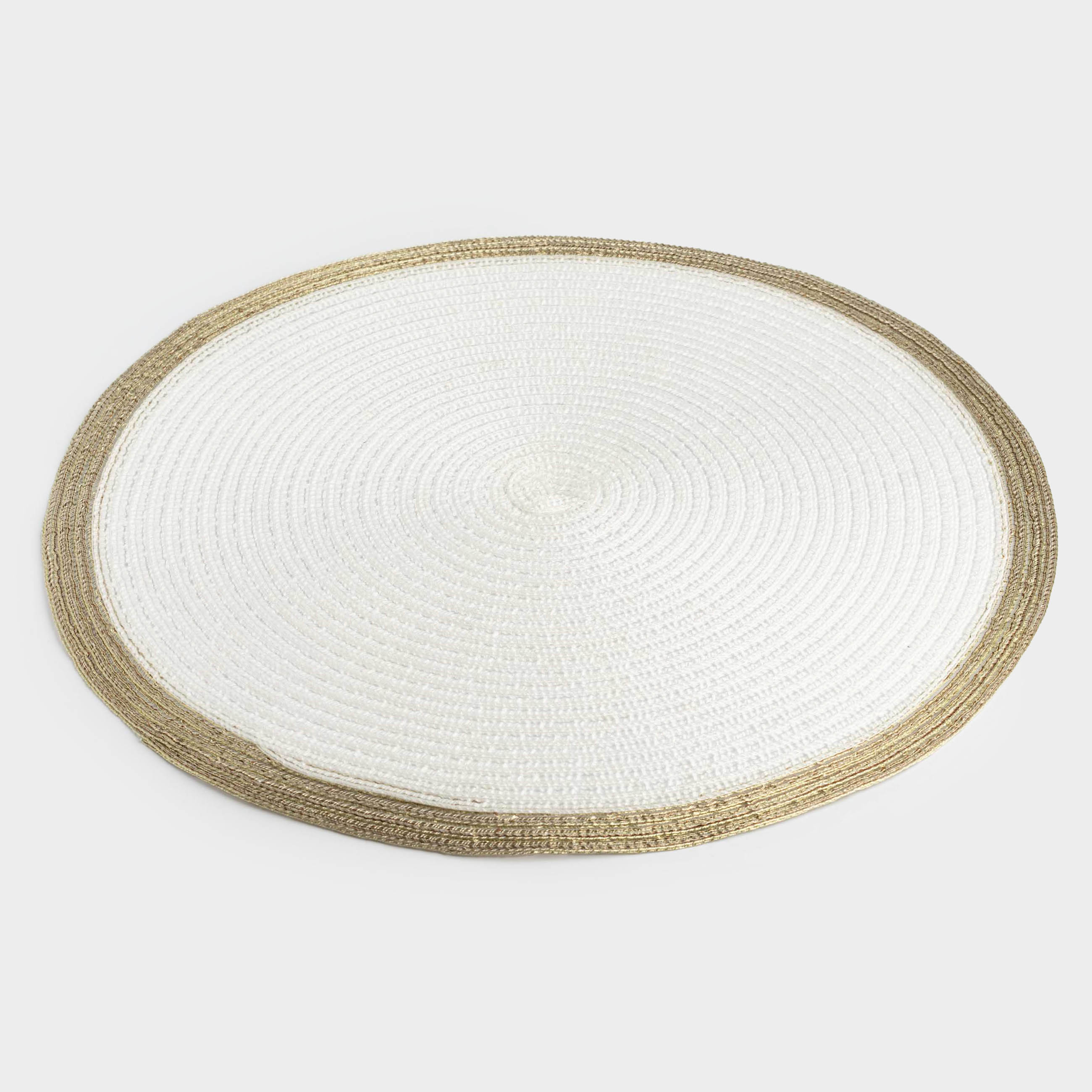 Instrument napkin, 38 cm, polyester, round, white, Gold border, Rotary rim, image-1