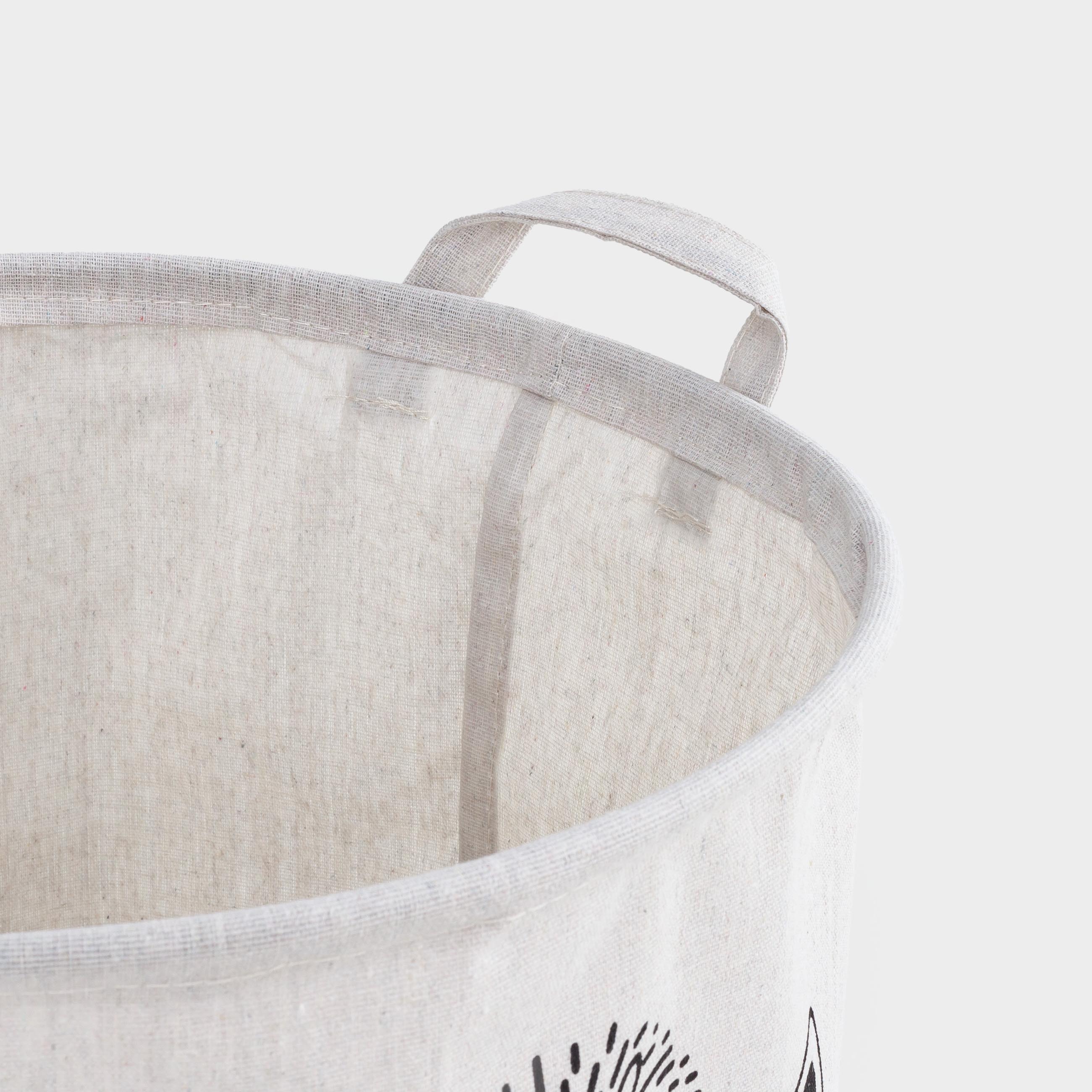 Storage bag, 35x40 cm, with handles, cotton/polyester, round, Milky, Bear and hedgehog, Funny world, image-7