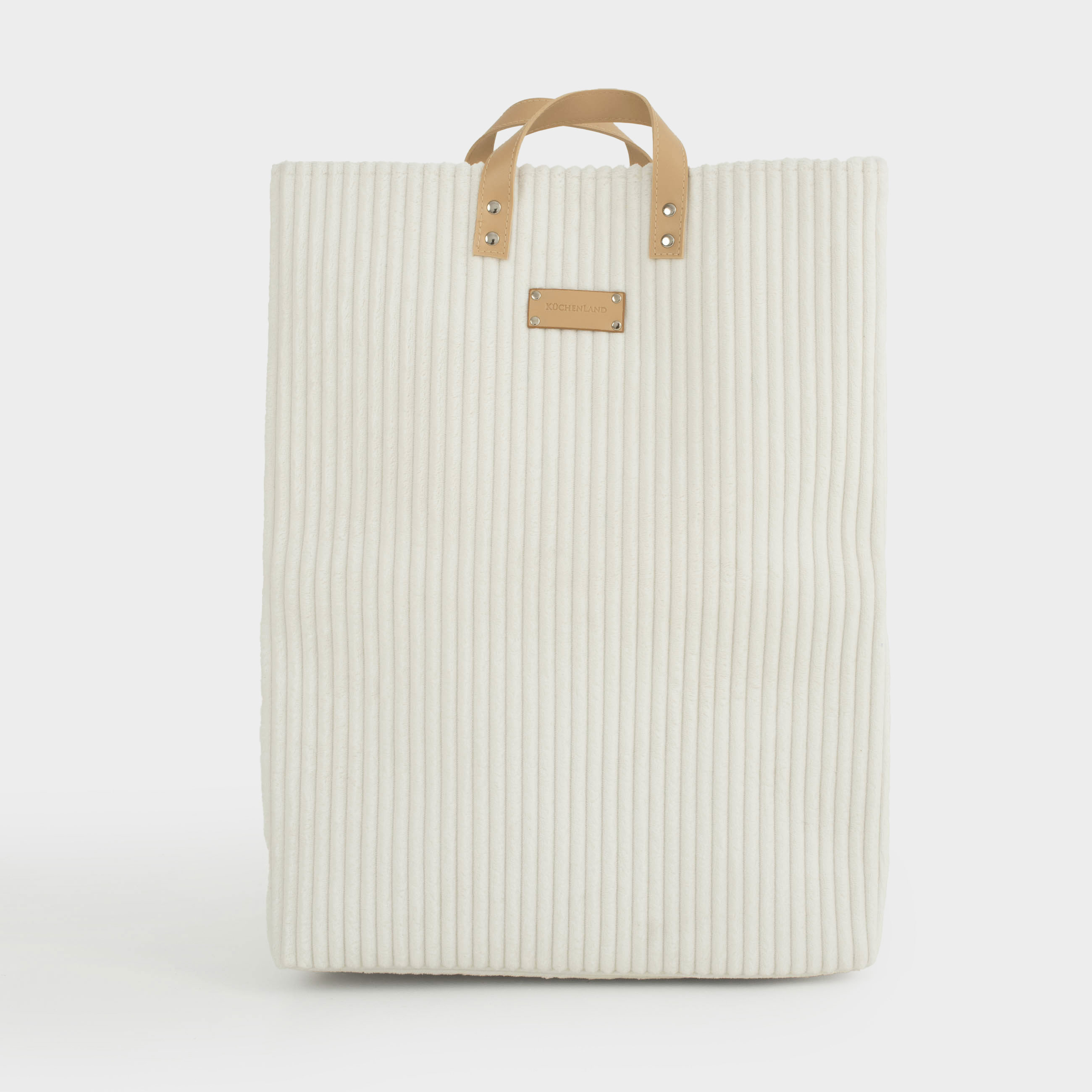 Laundry storage bag, 37x22x50 cm, with handles, polyester, rectangular, beige, Moire, image-0