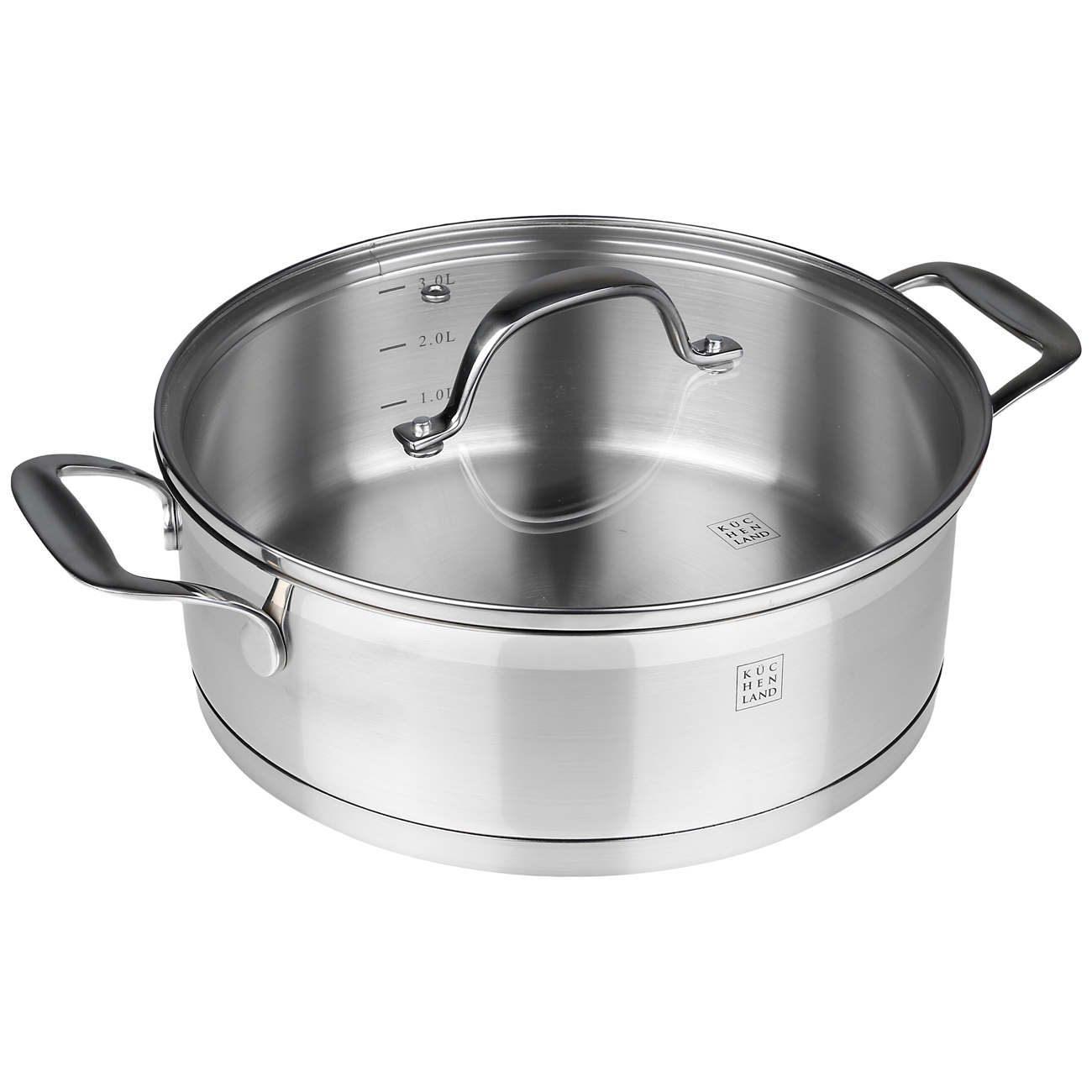 Saucepan, 24 cm, 3,5 l, with short handles and lid, Silver Stone