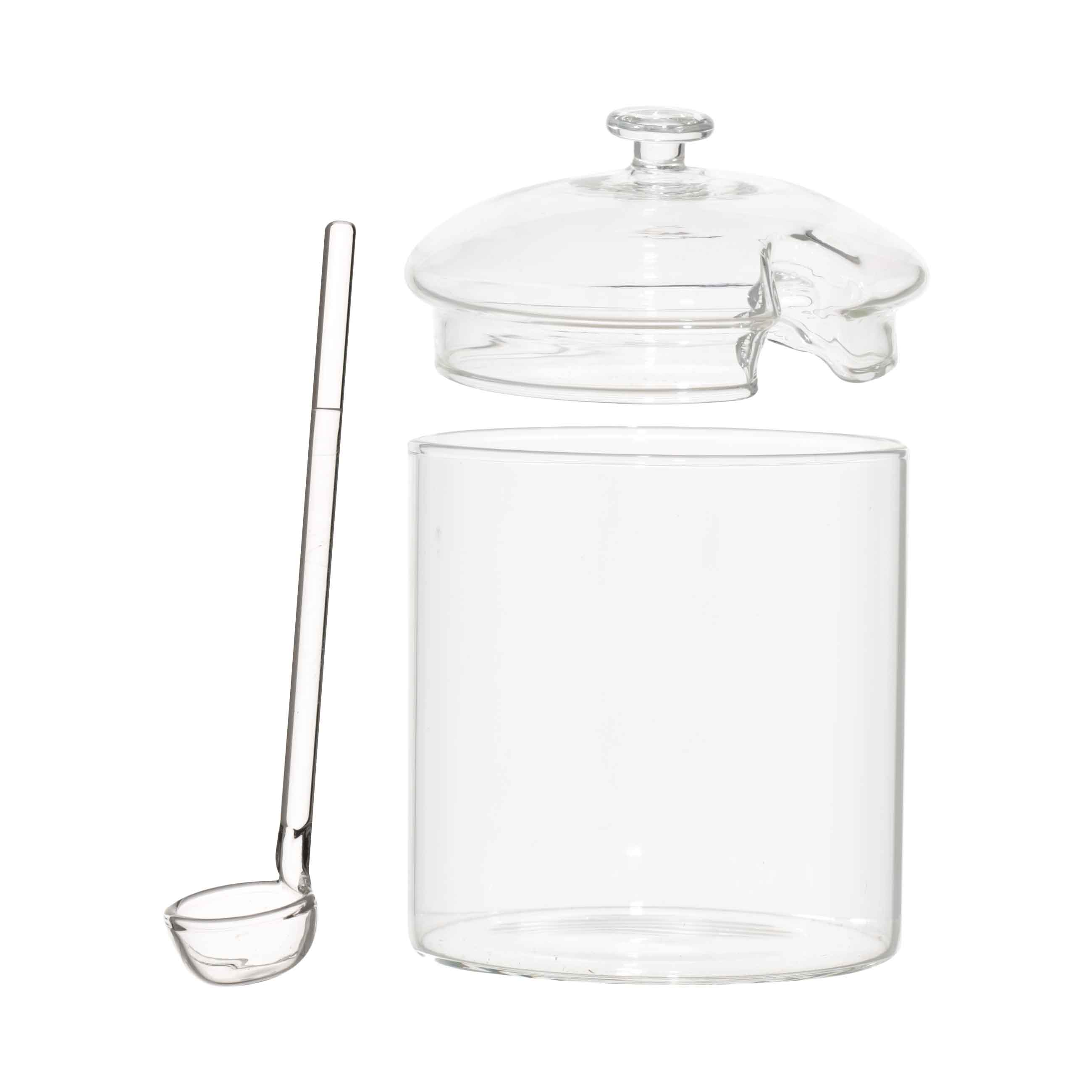 Sugar bowl, 8 cm, 300 ml, with spoon, glass B, Clear