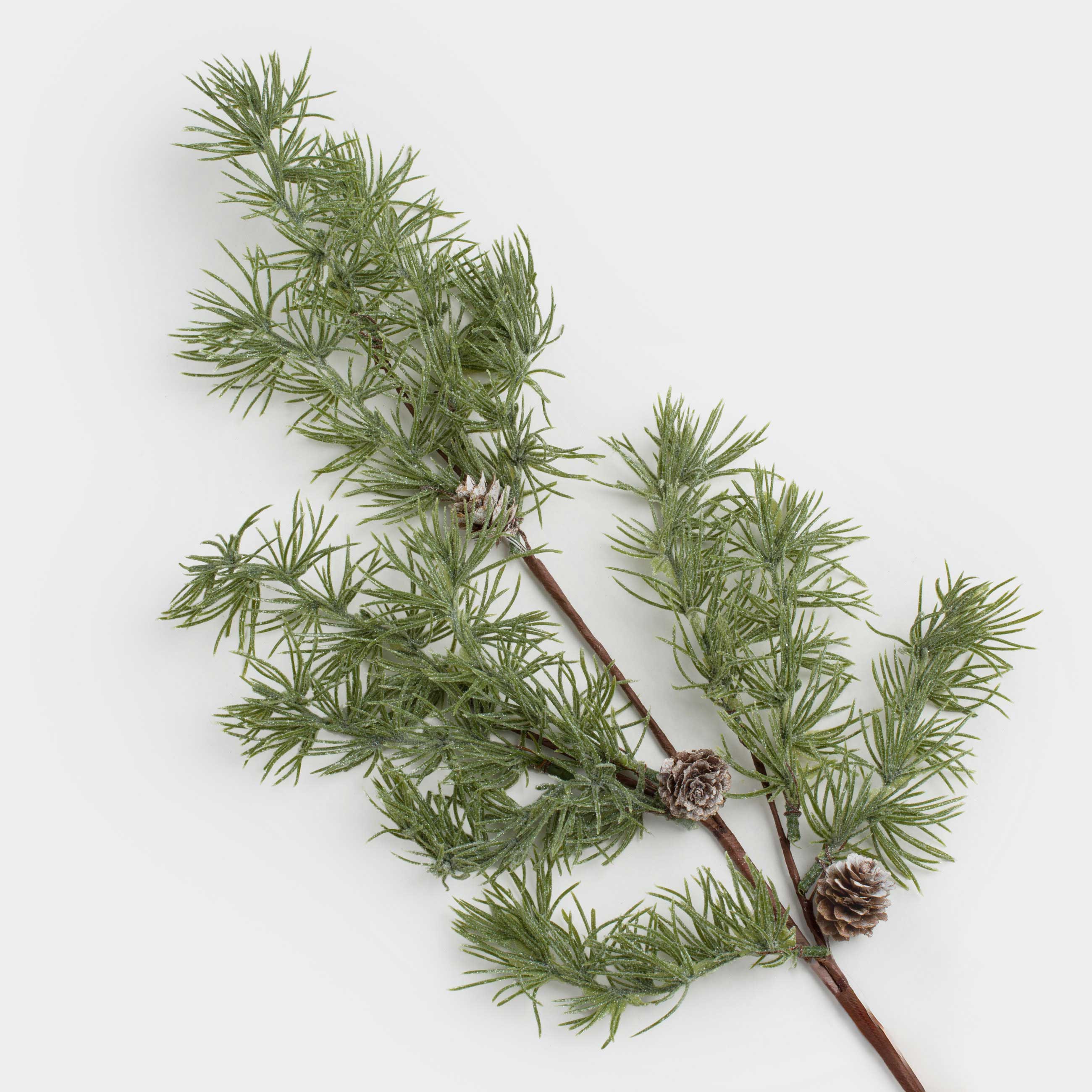 Decorative branch, 96 cm, polyethylene / metal, Snow-covered needles with cones, Conifer decor, image-1