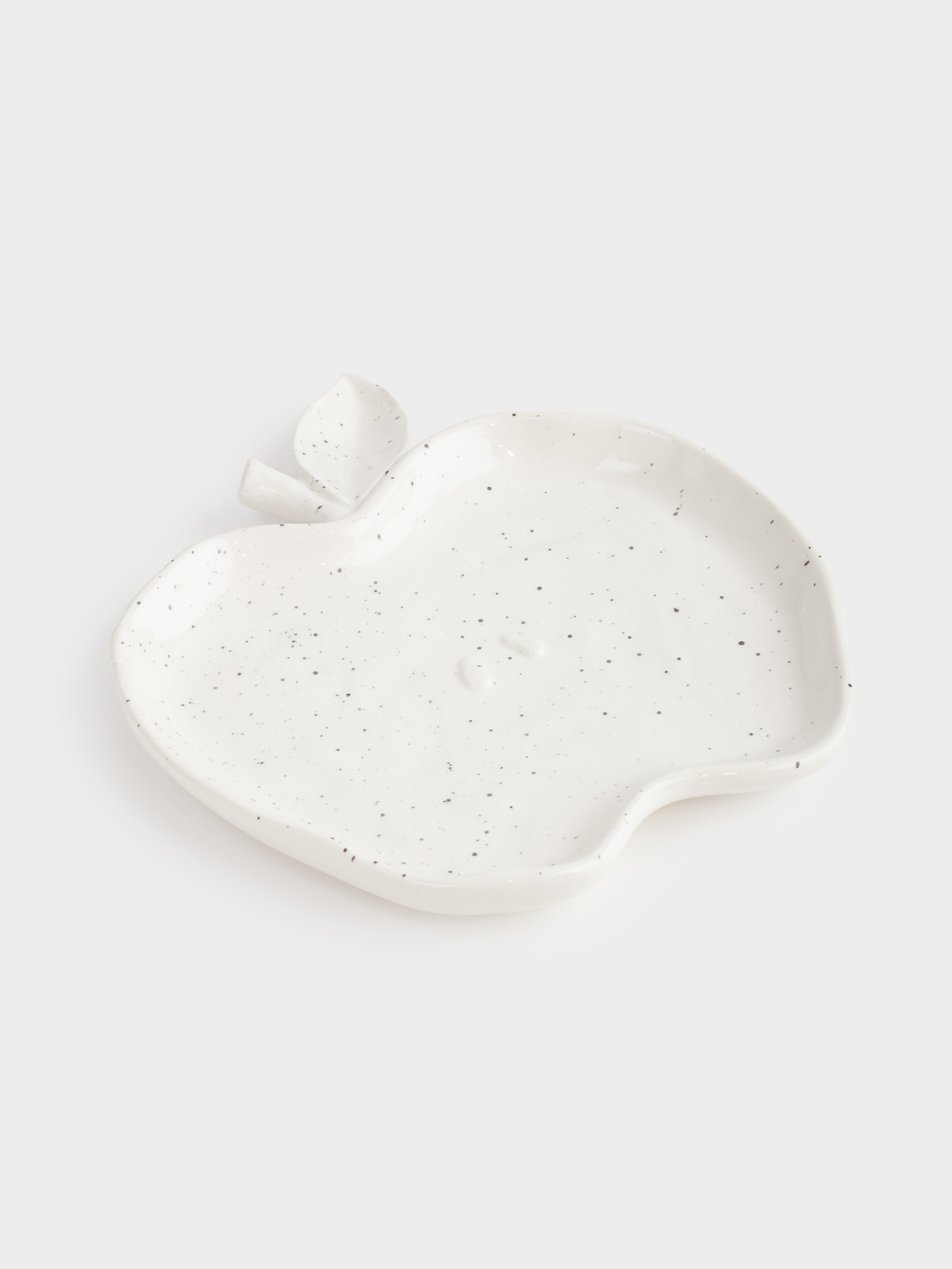 Dish, 19x17 cm, ceramic, white, speckled, Apple, Relief, image-0