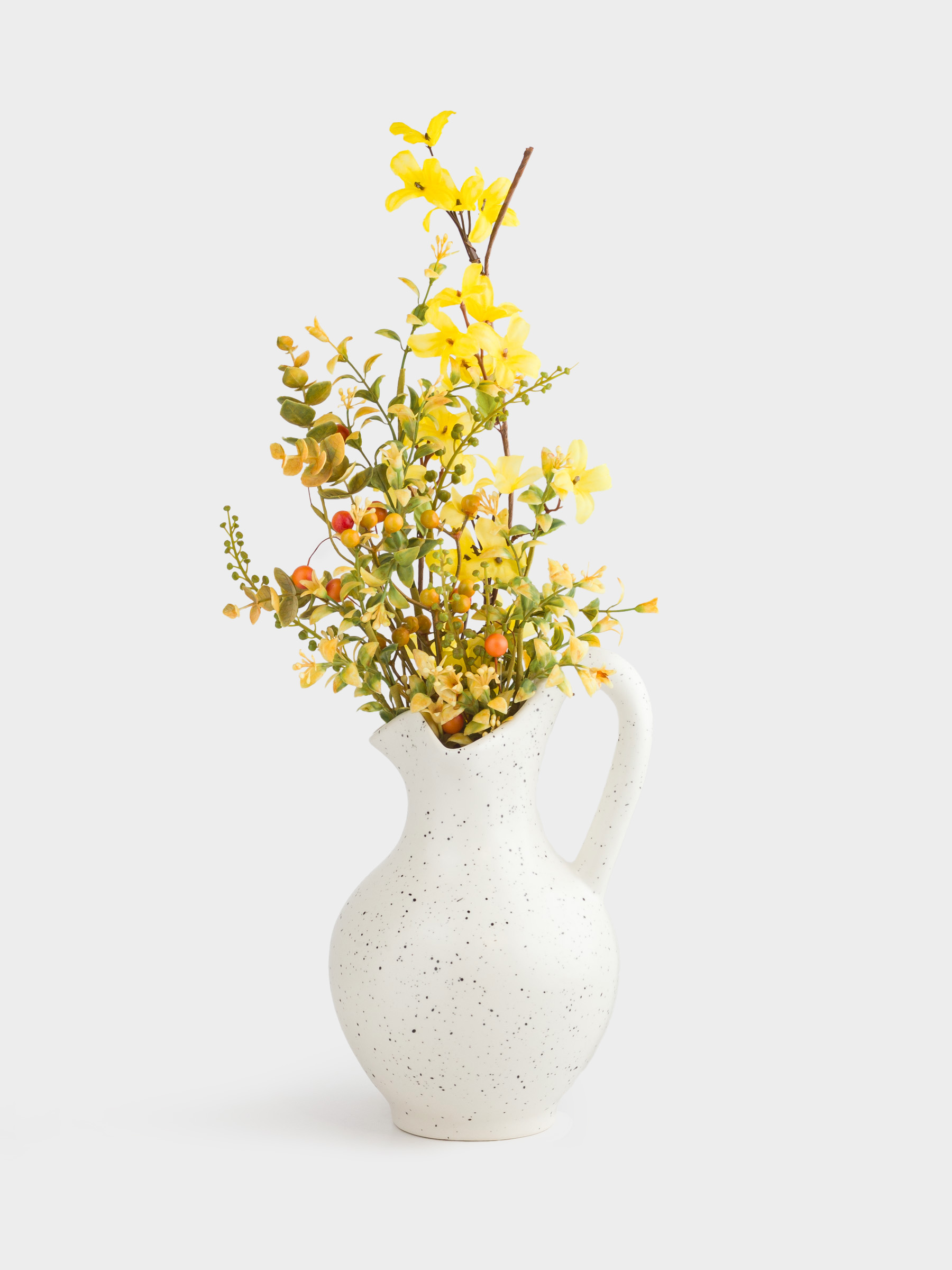 Flower vase, 24 cm, with handle, Ceramic, White, Speckled, Pitcher, Speckled black, image-7