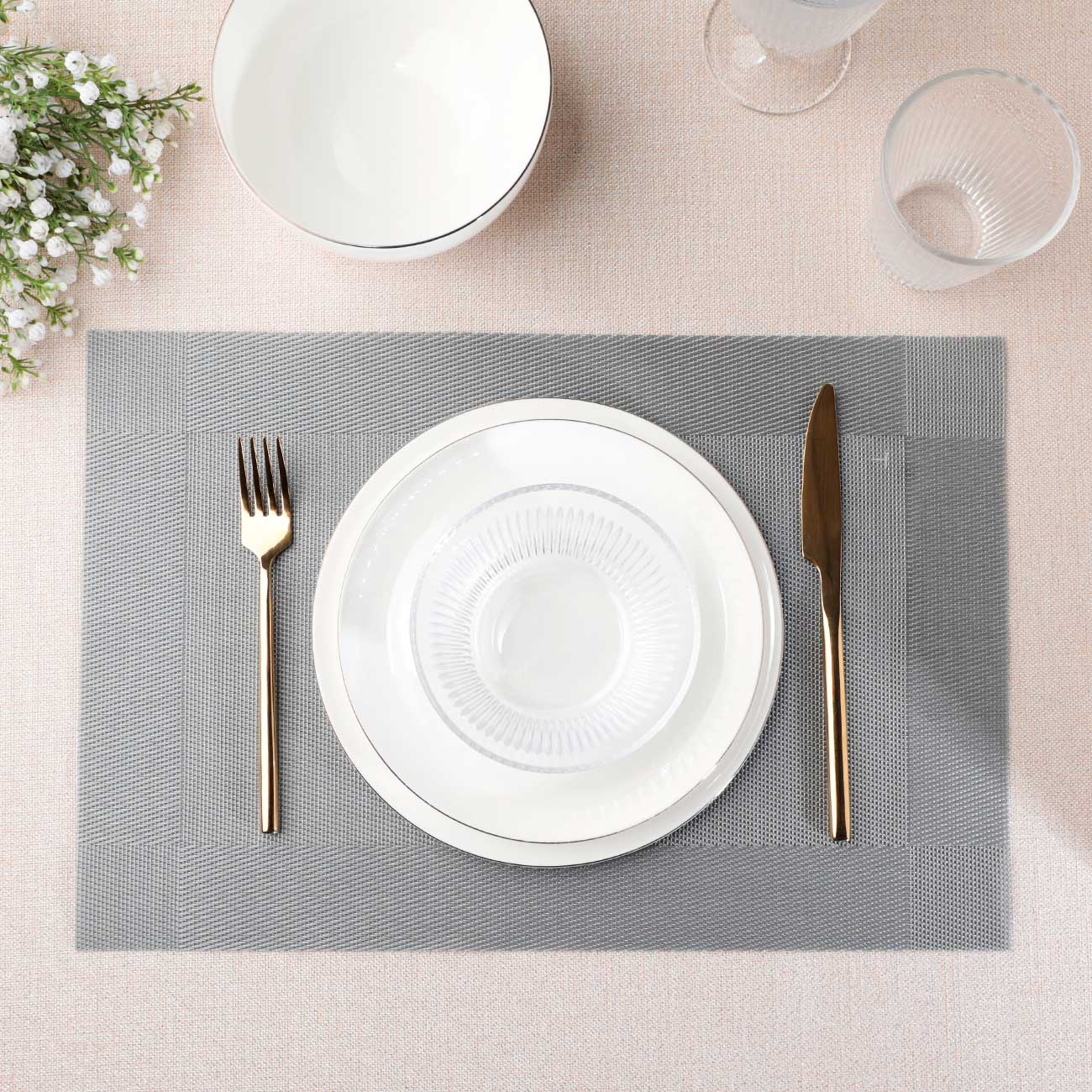 Napkin for appliances, 30x45 cm, PVC / polyester, rectangular, gray, Mats, image-1