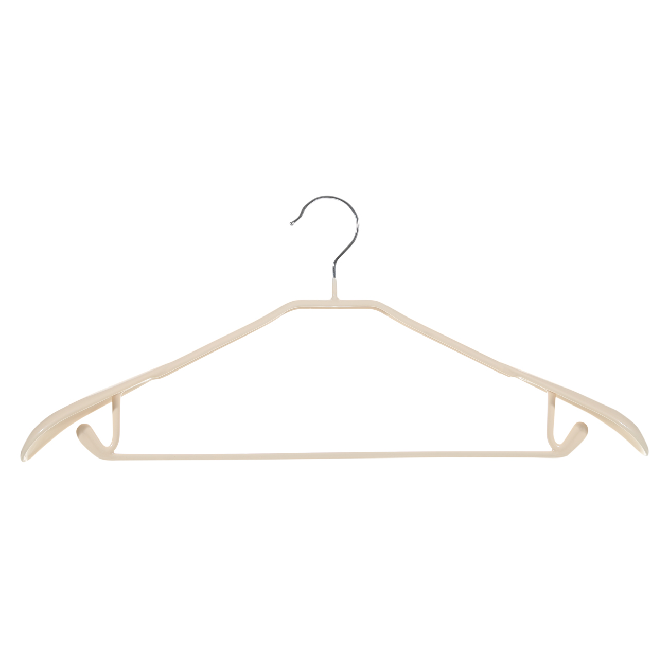 Hanger, 44 cm, with shoulder pad, with loops for trousers/skirts, metal coated, beige, Colorful house, image-0
