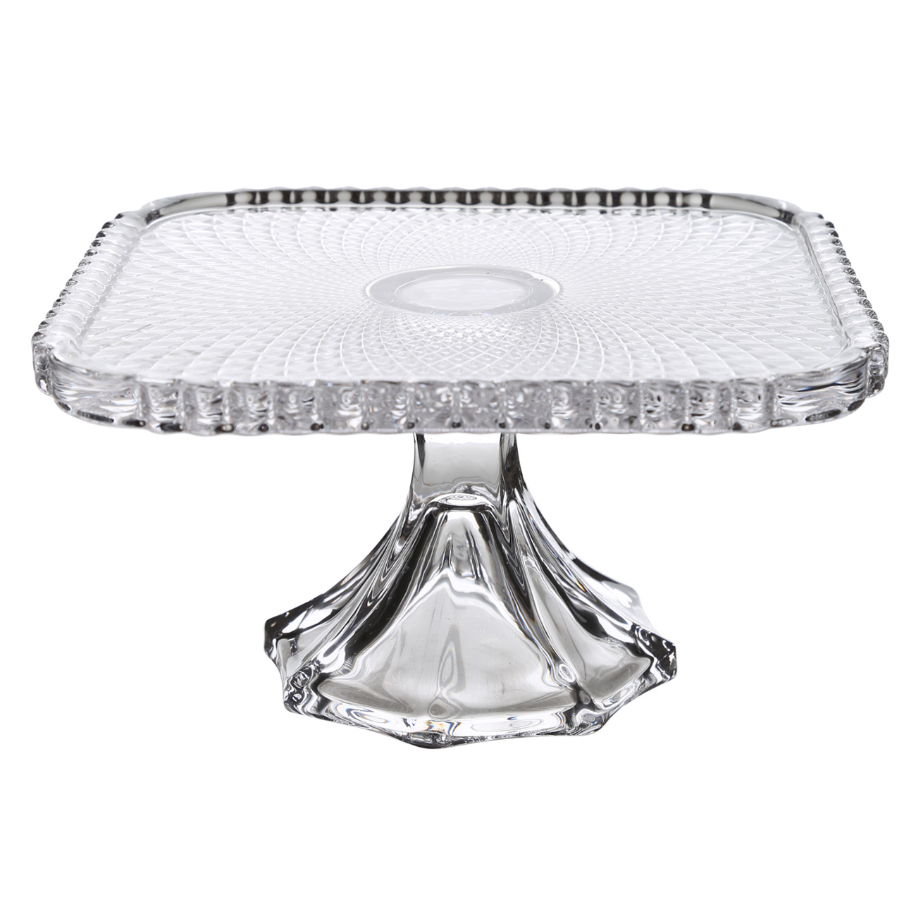 Dish on a leg, 20x10 cm, glass, square, Naiad, image-0