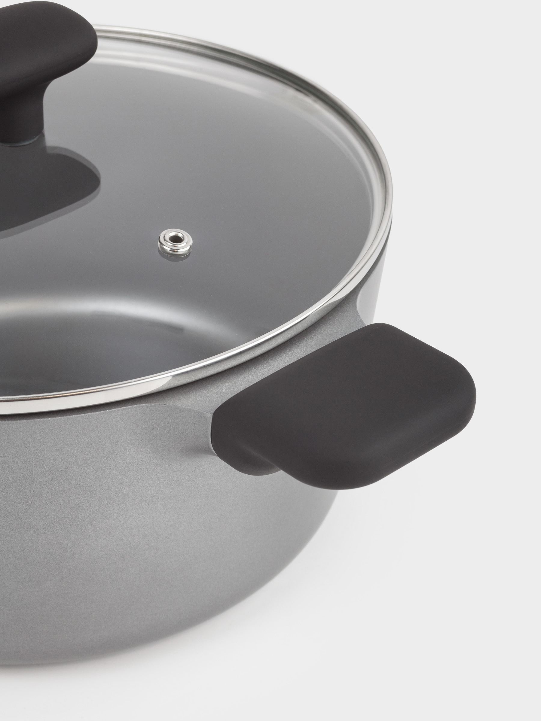 Pot, 24 cm, 4.8 l, with lid, coated, aluminum, grey-black, Mintali, image-1