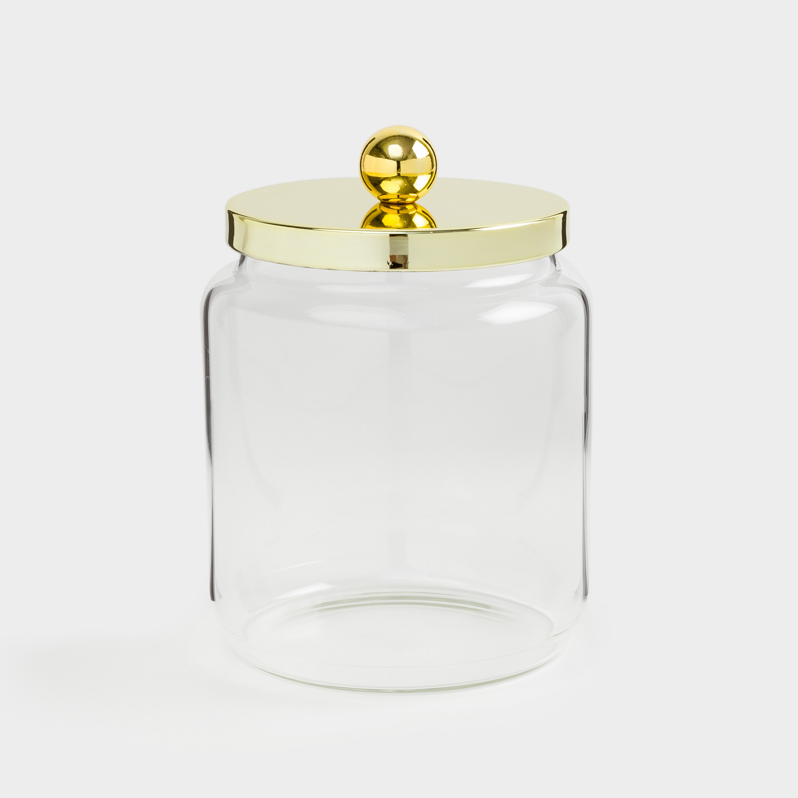 Storage container, 9x12 cm, 450 ml, glass / metal, gold, Classic gold, image-0