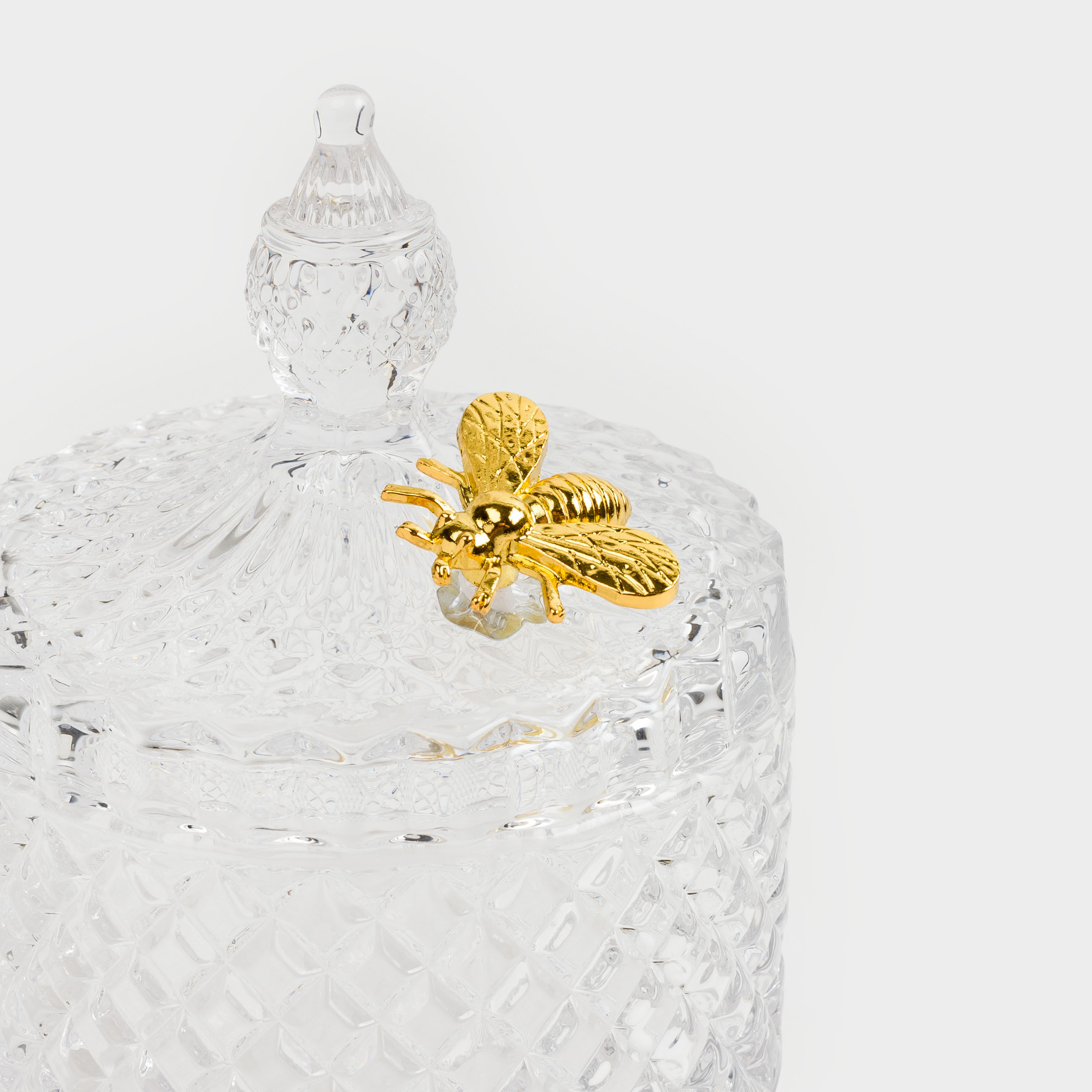 Storage container, 13x11 cm, 320 ml, steclo R / metal, Bee, Honey