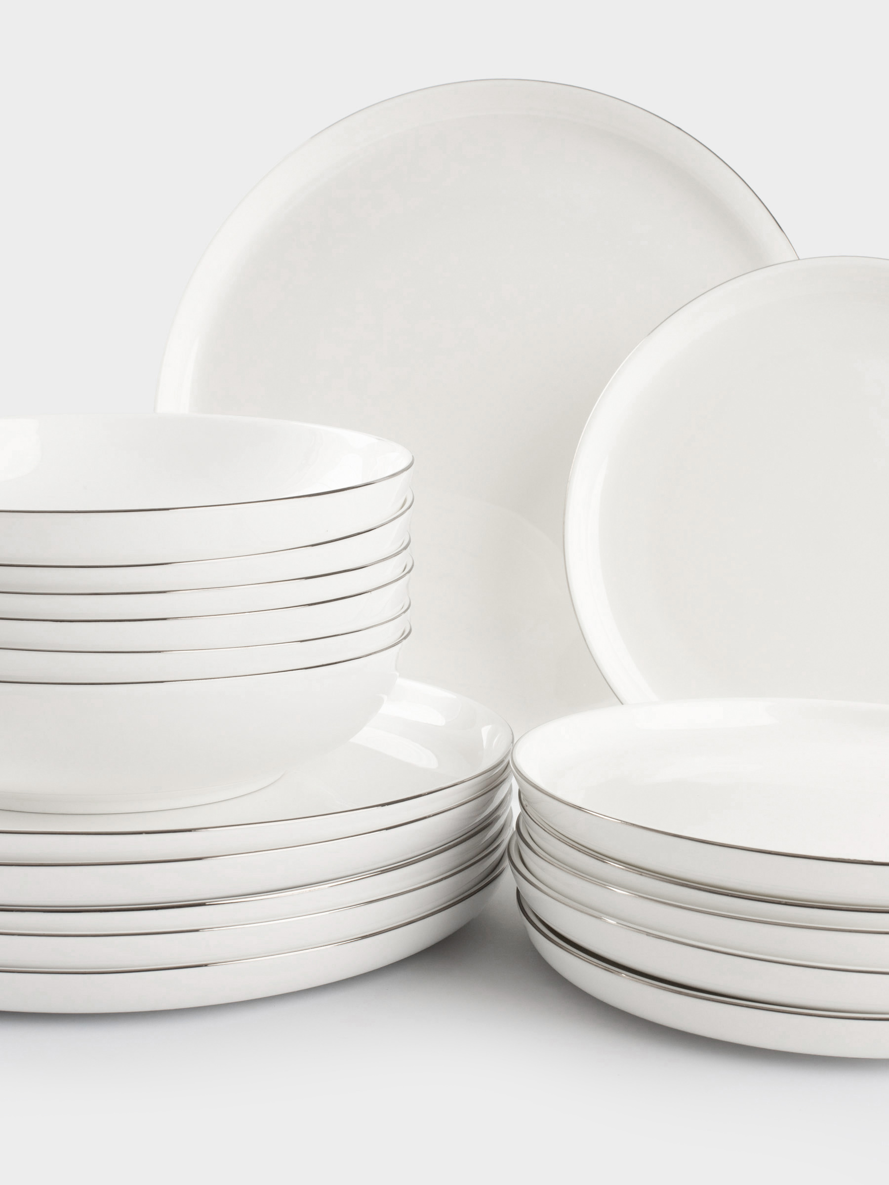 Dining set, 6 pers, 18 pr, porcelain F, white, Ideal silver, image-1