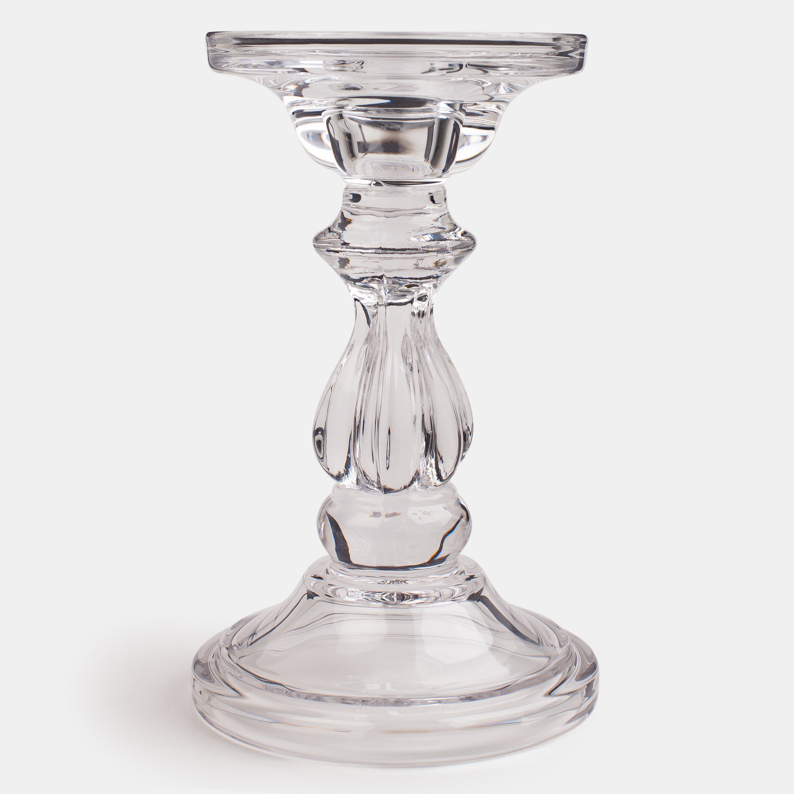 Candle holder, 16 cm, for one candle, on a leg, glass, Glorious