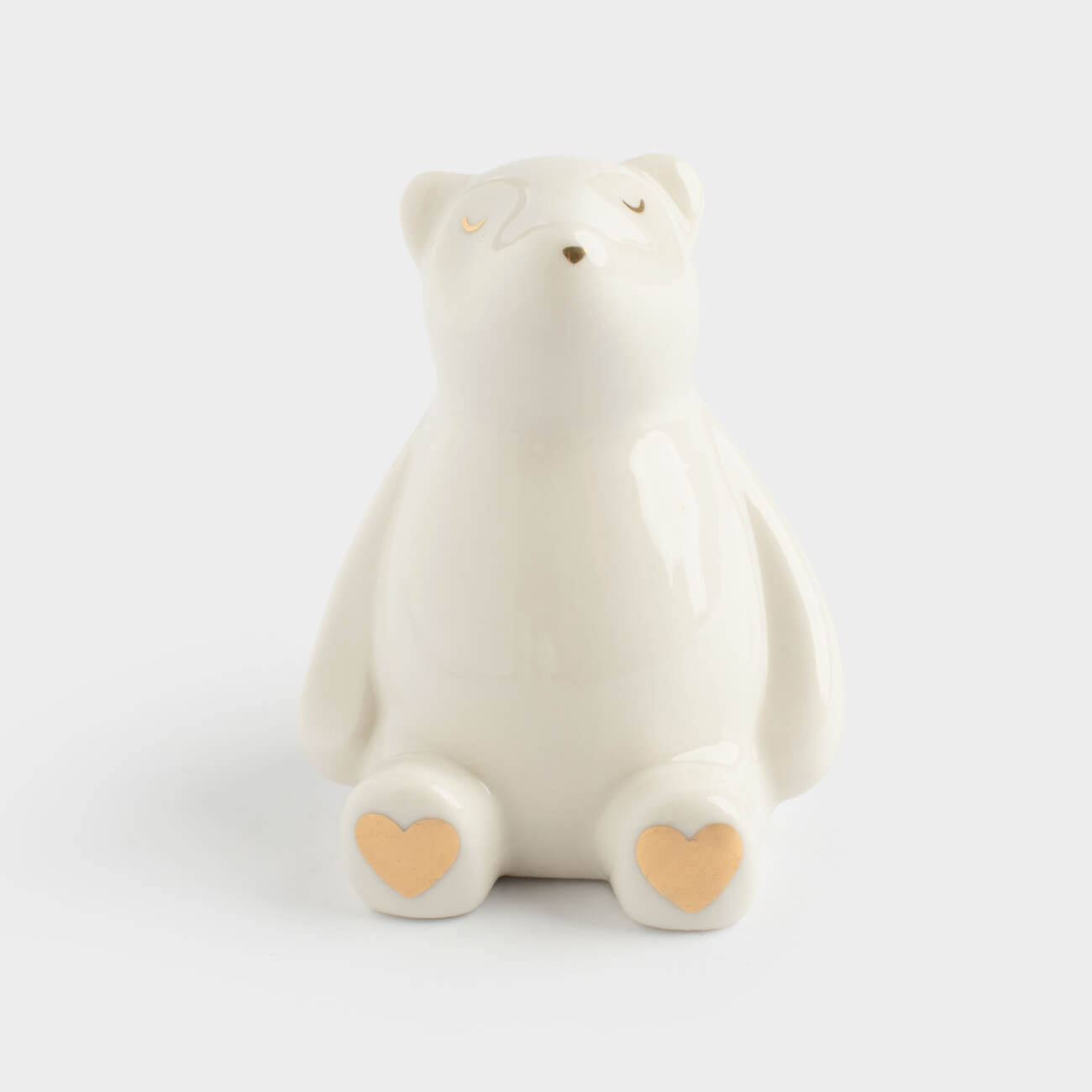 Statuette, 8 cm, porcelain P, milky-gold, Bear, Bear