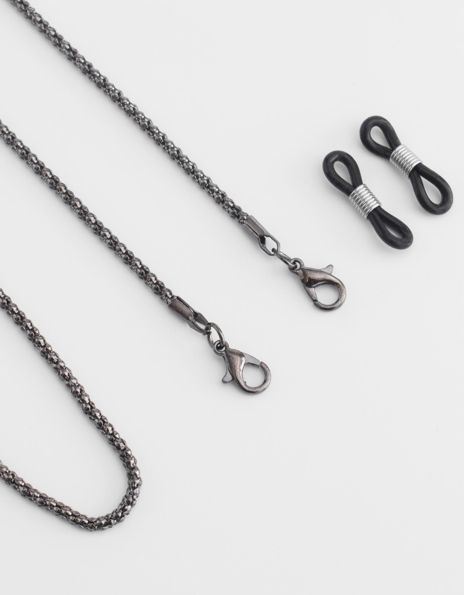 Eyeglass chain, 73 cm, metal, black, Weaving, Skye