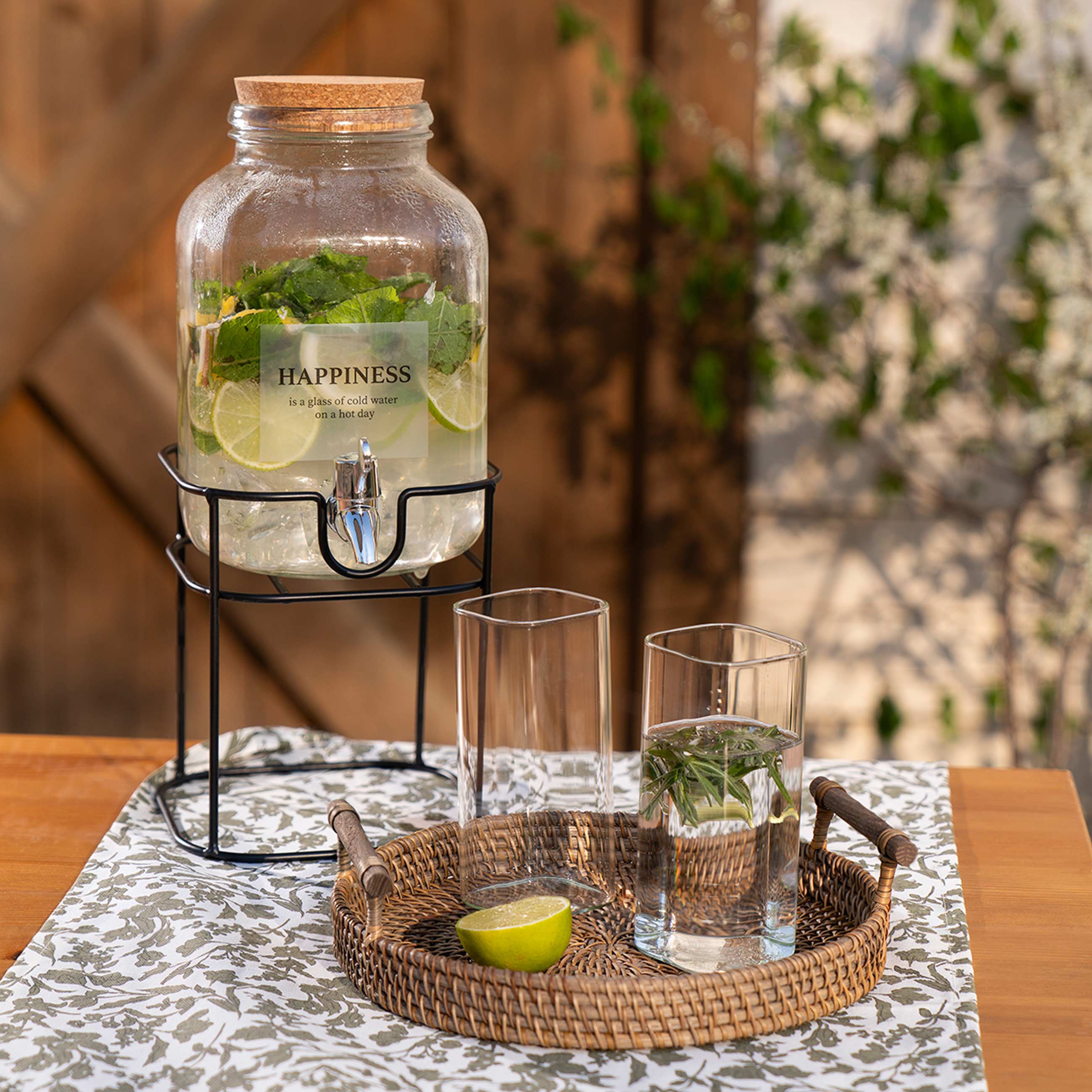 Beverage dispenser, 3 L, Stand, Glass / cork / metal, Clear font, image-8